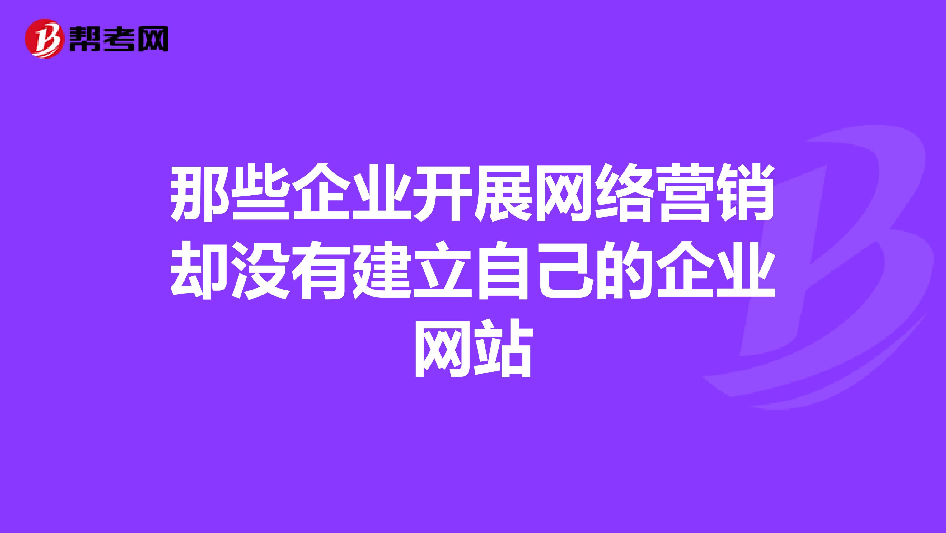 那些企业开展网络营销却没有建立自己的企业网站
