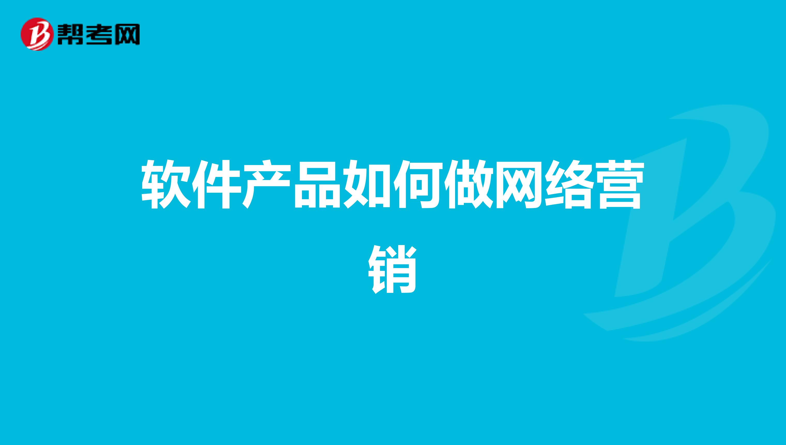 软件产品如何做网络营销