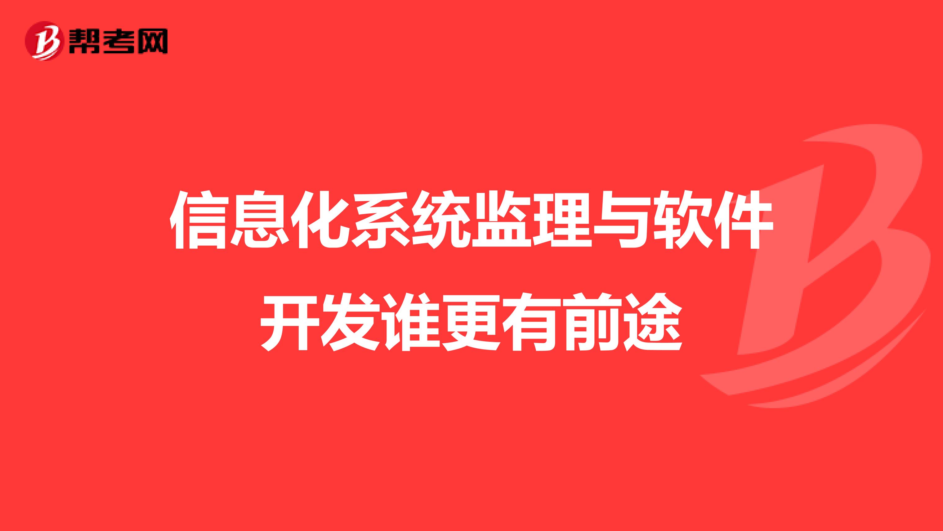 信息化系统监理与软件开发谁更有前途