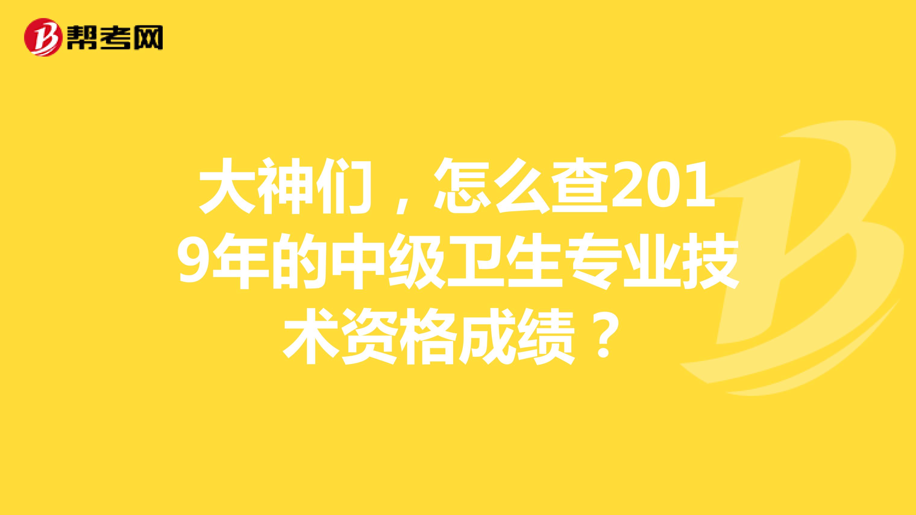 大神们，怎么查2019年的中级卫生专业技术资格成绩？