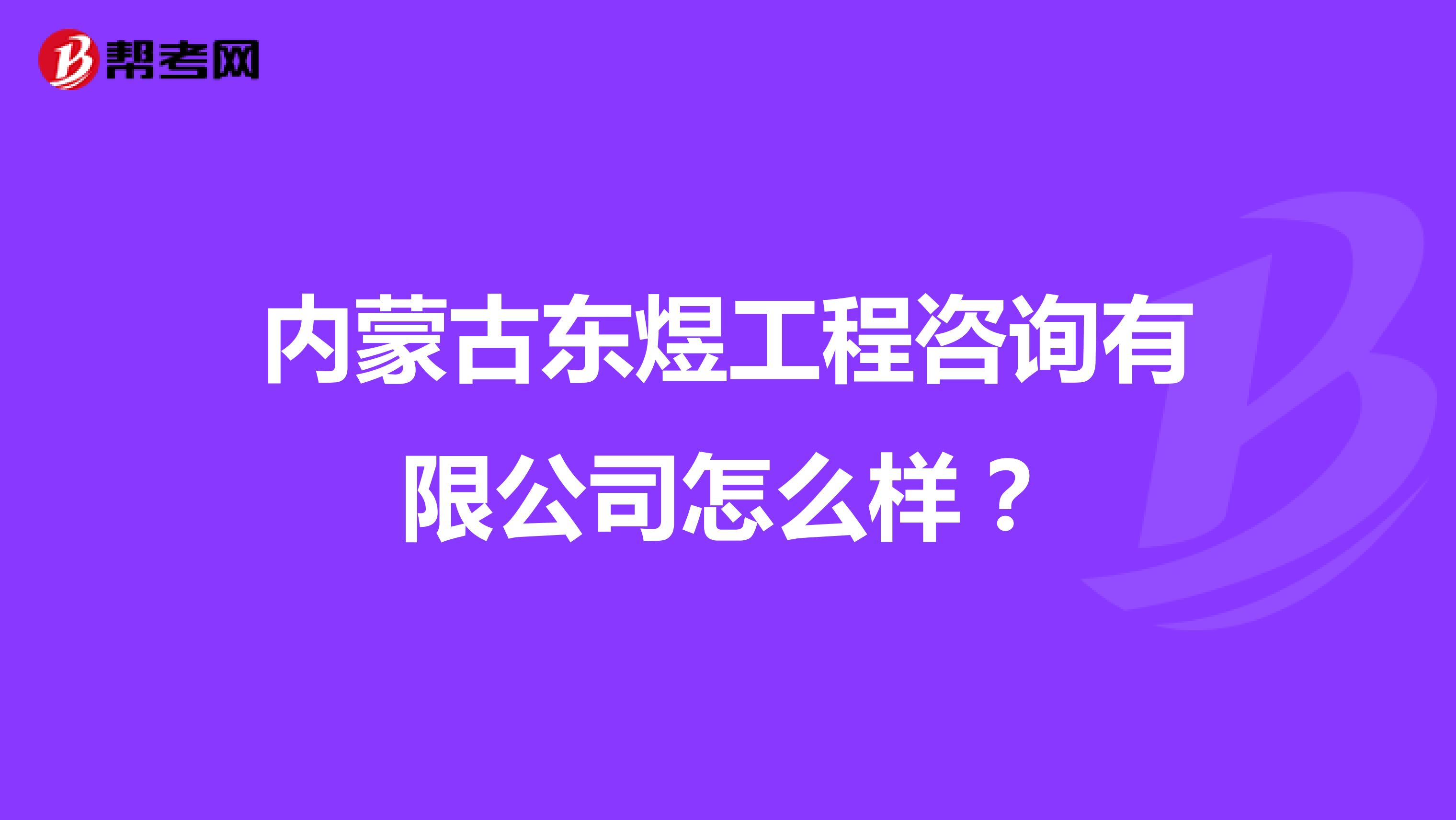 内蒙古东煜工程咨询有限公司怎么样？
