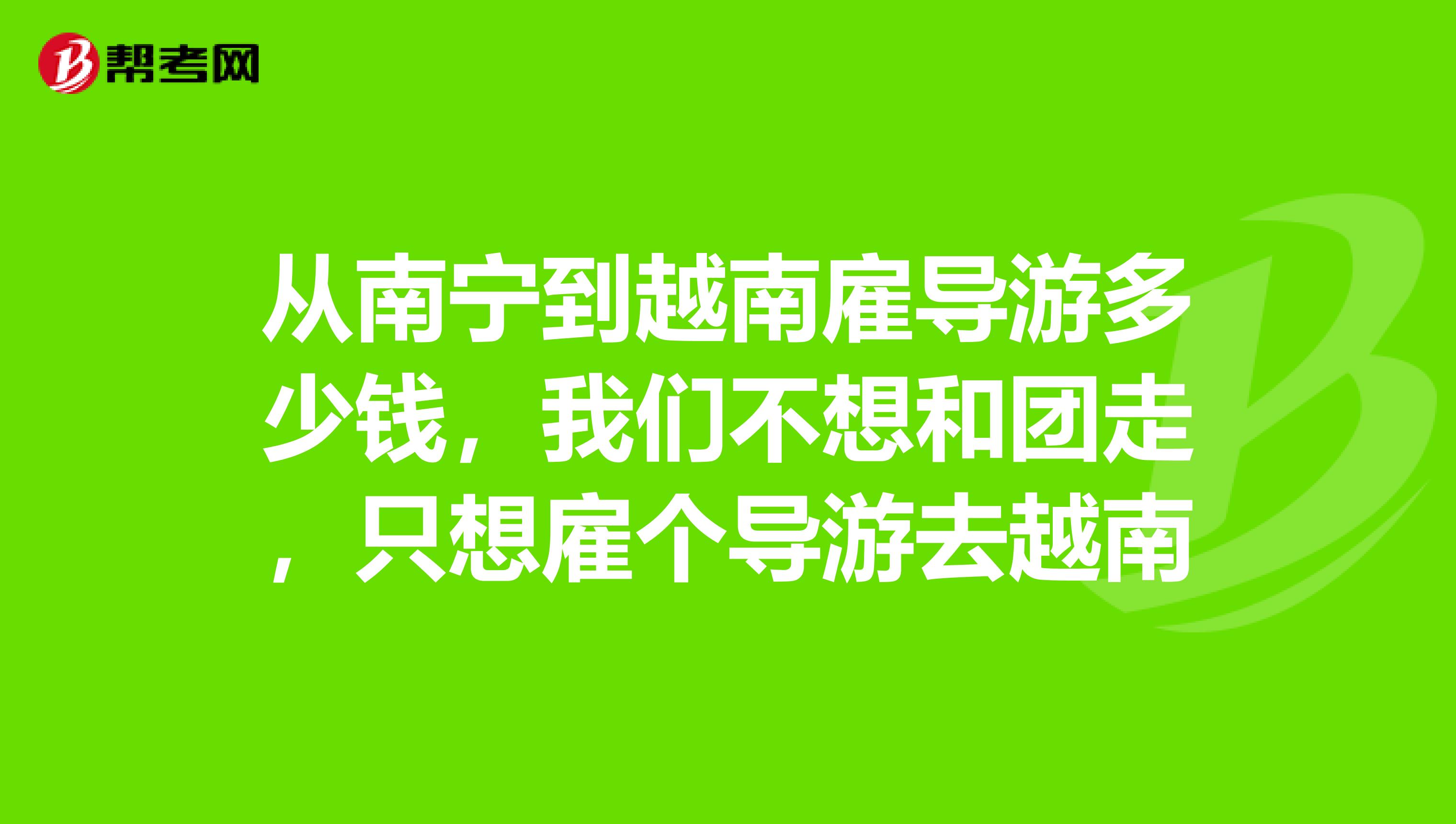 从南宁到越南雇导游多少钱，我们不想和团走，只想雇个导游去越南