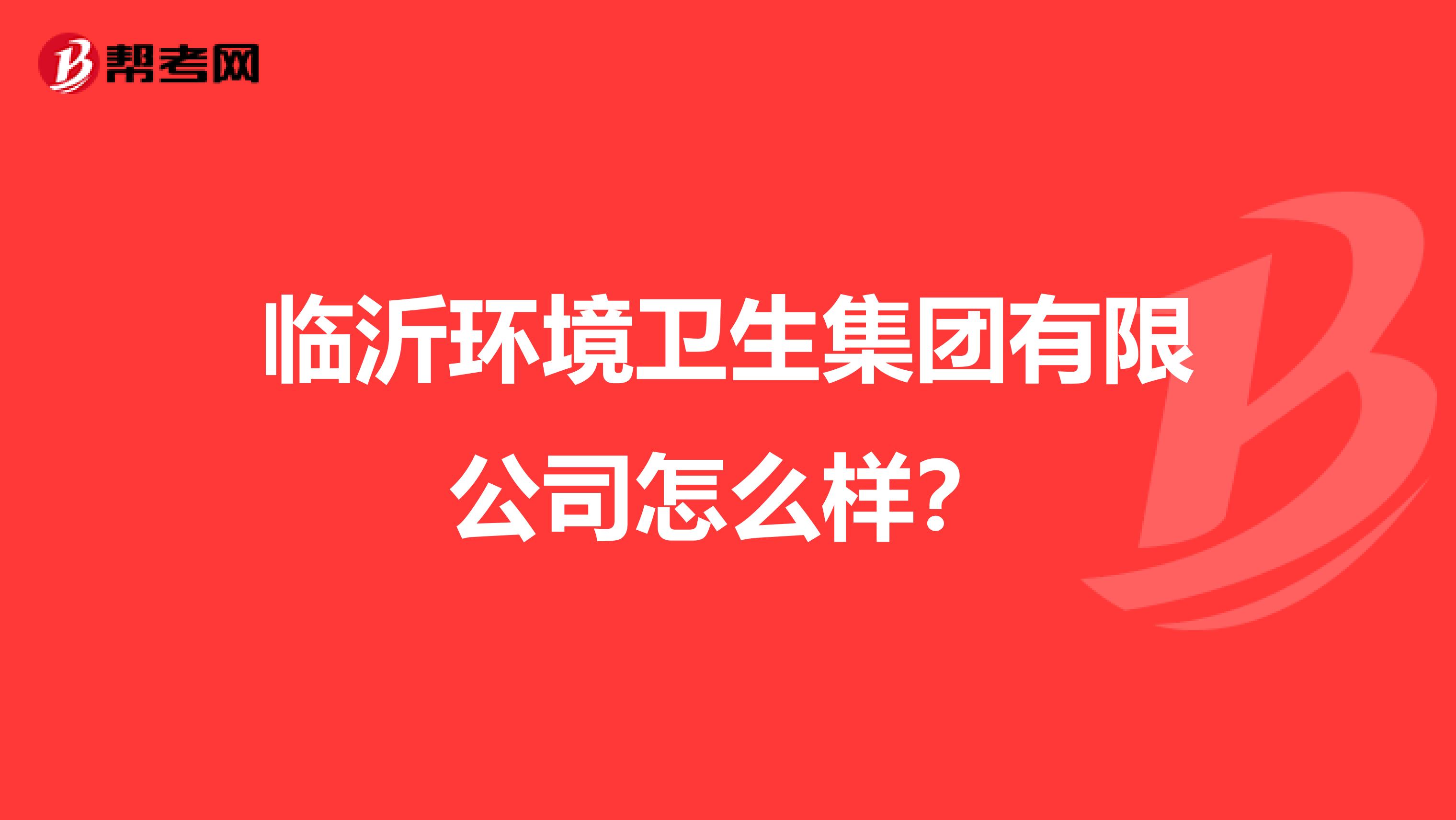 临沂环境卫生集团有限公司怎么样？