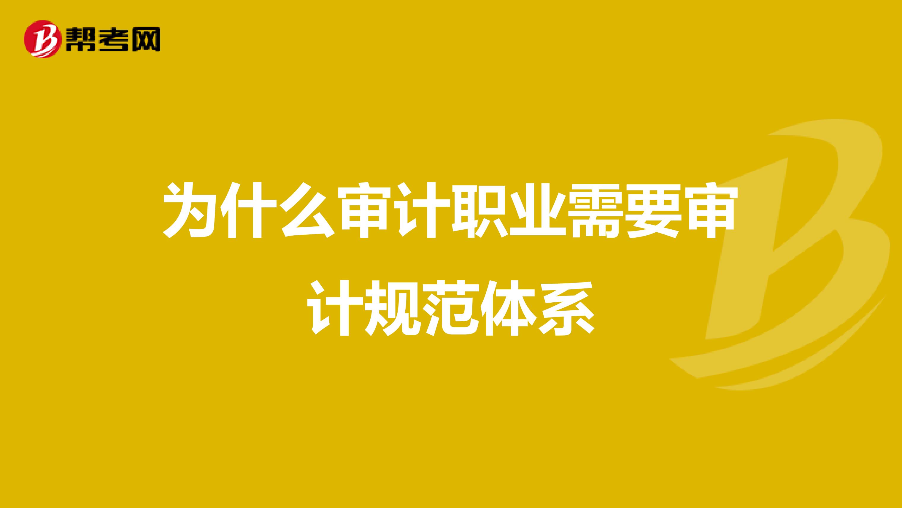 为什么审计职业需要审计规范体系