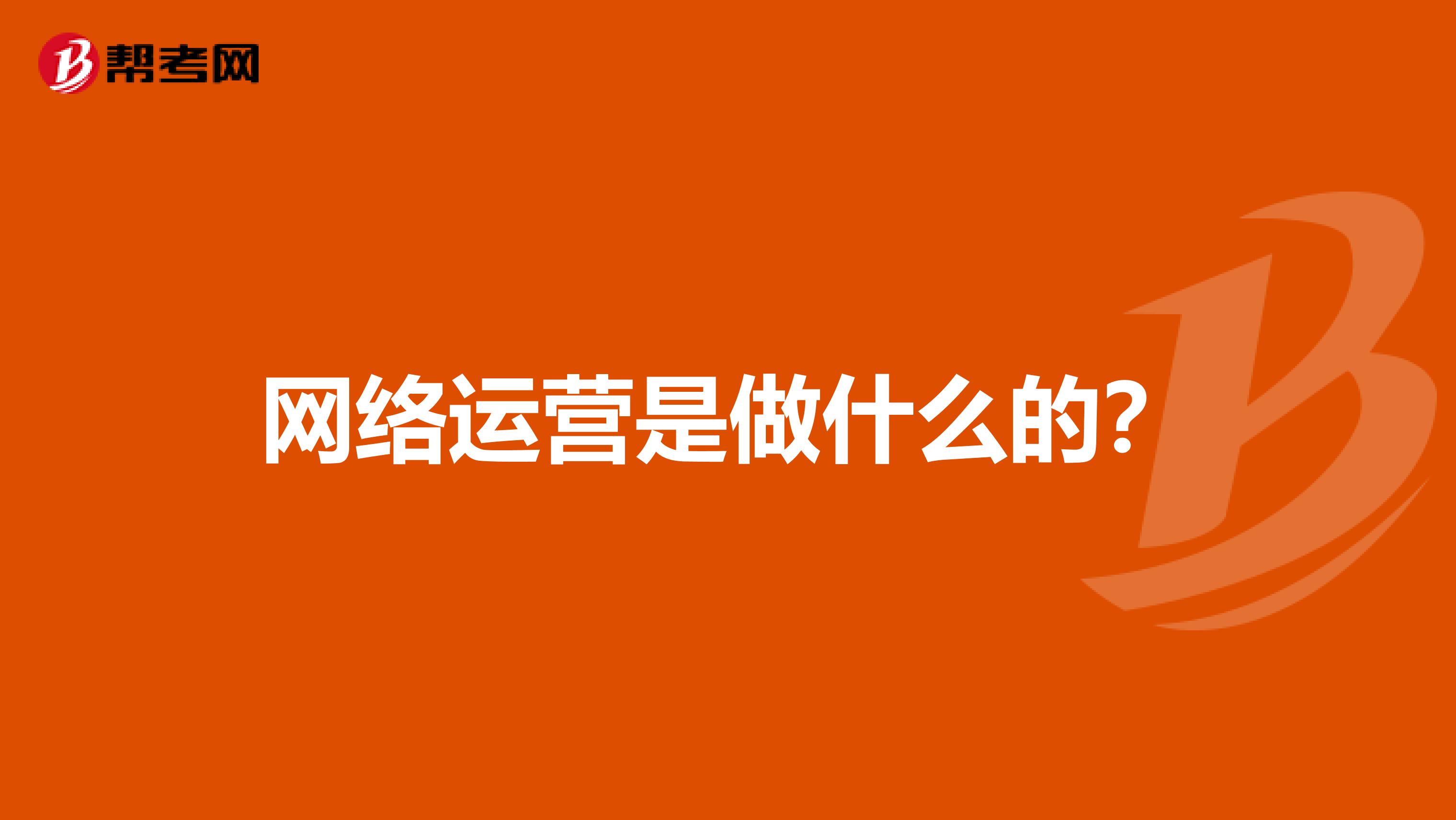网络运营是做什么的？