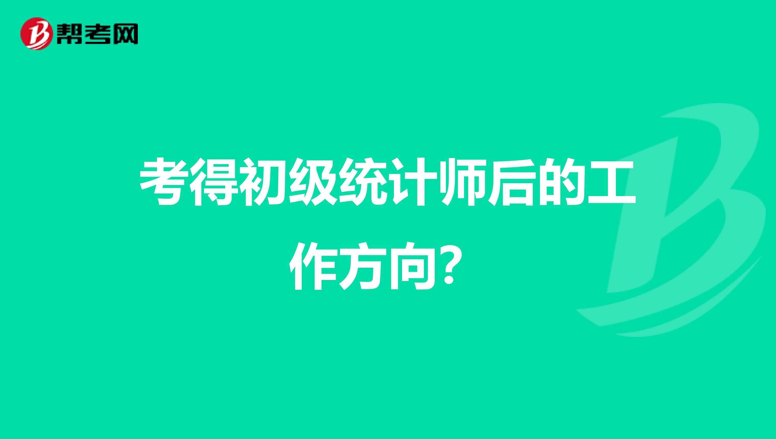 考得初级统计师后的工作方向?
