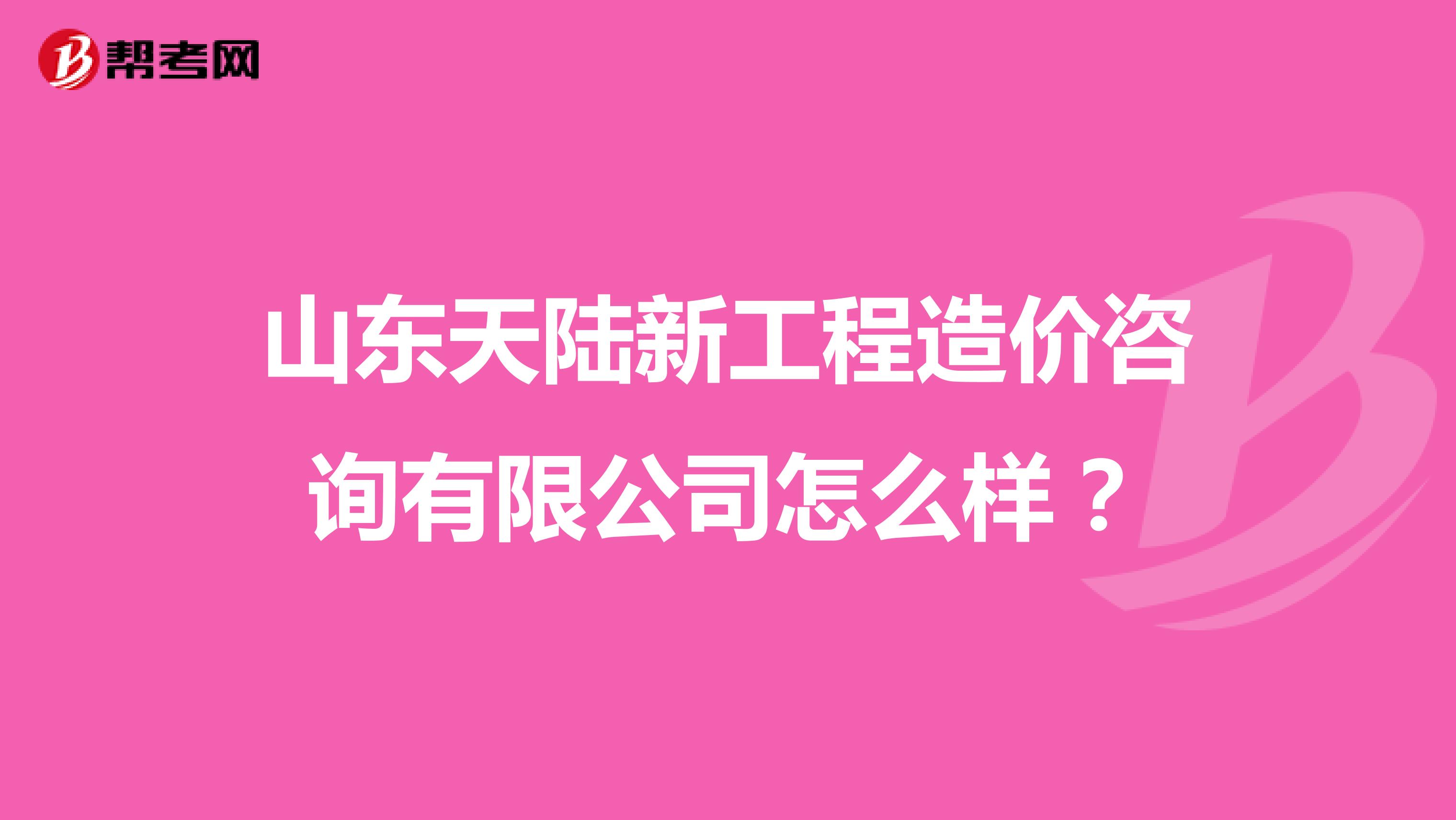 山东天陆新工程造价咨询有限公司怎么样?