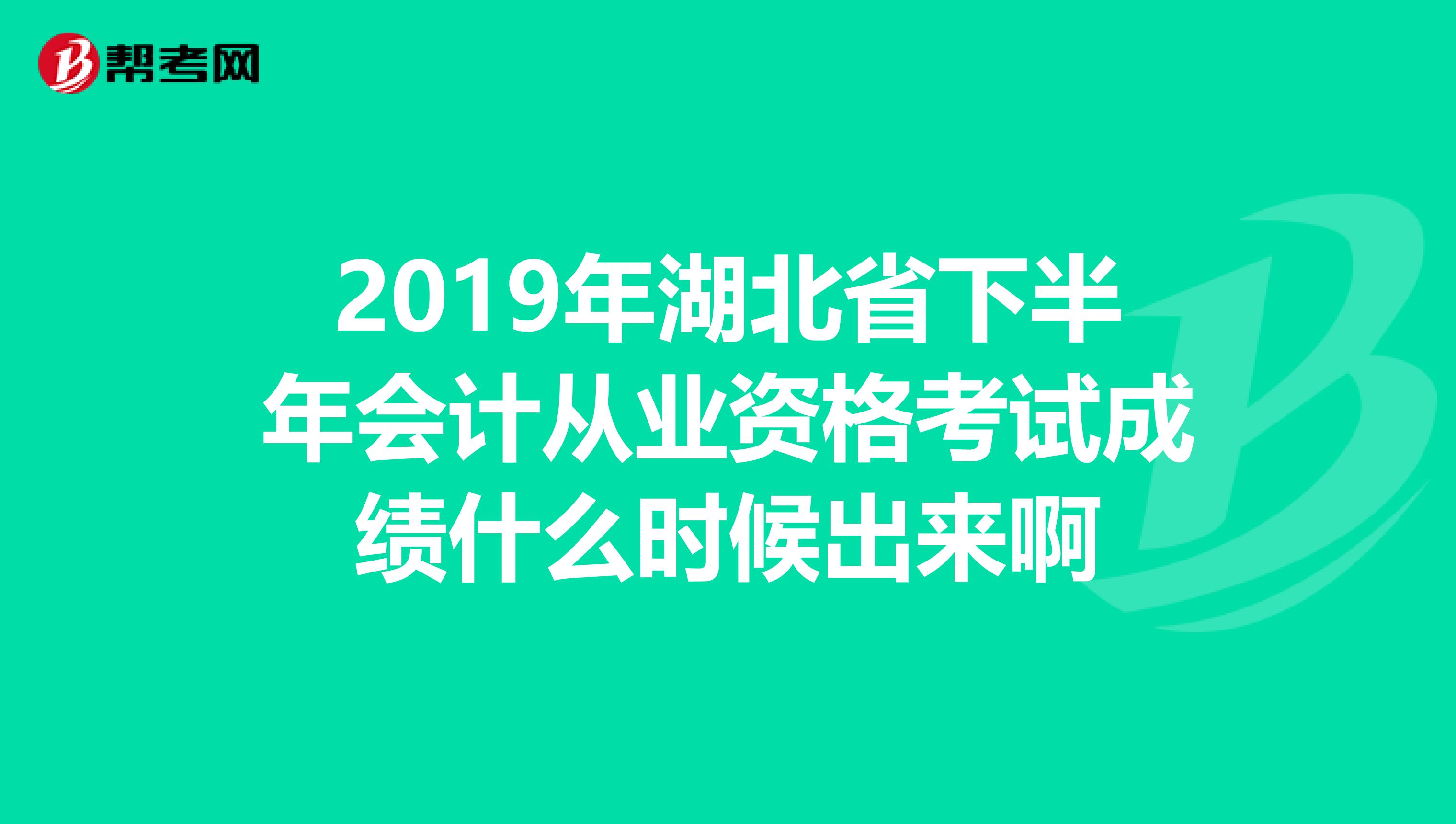 2019年湖北省下半年会计从业资格考试成绩什么时候出来啊