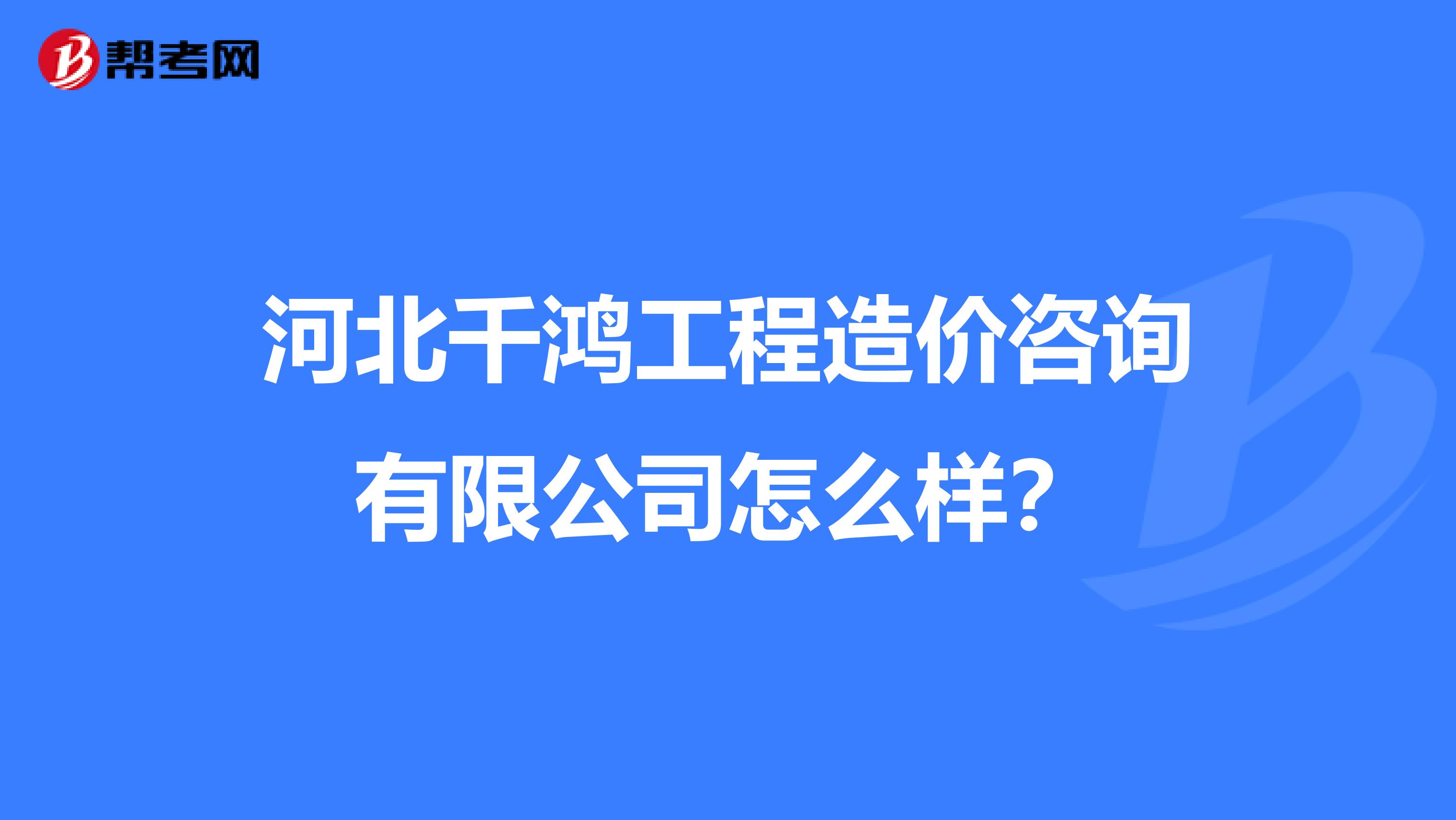 河北千鸿工程造价咨询有限公司怎么样？