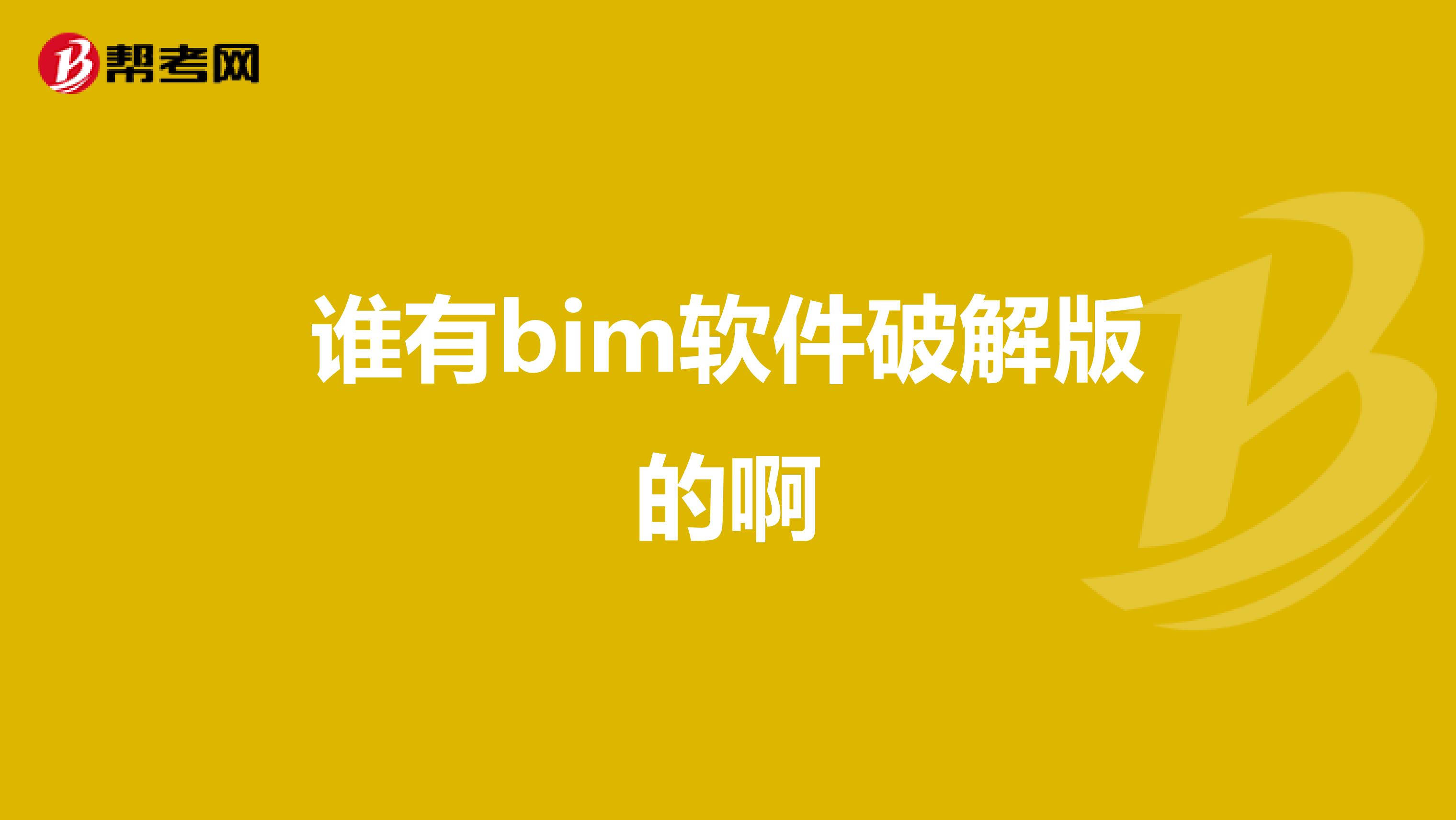 谁有bim软件破解版的啊