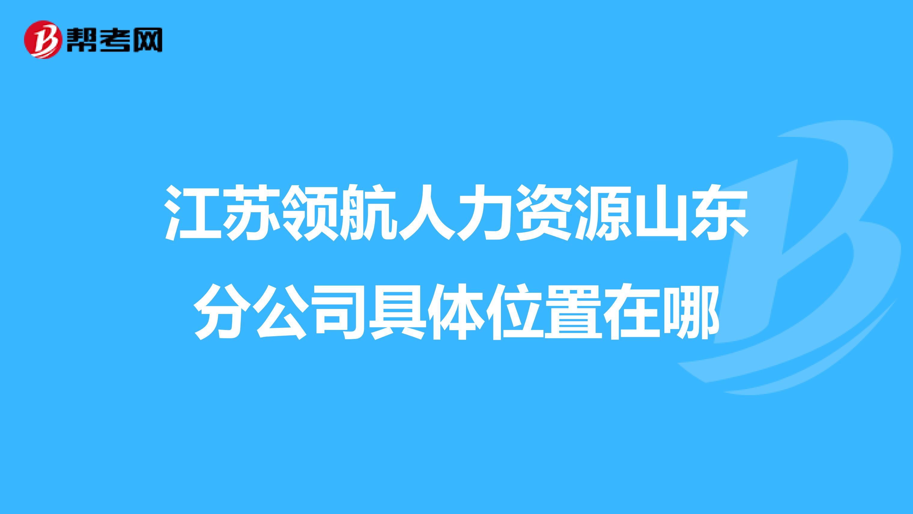 江苏领航人力资源山东分公司具体位置在哪