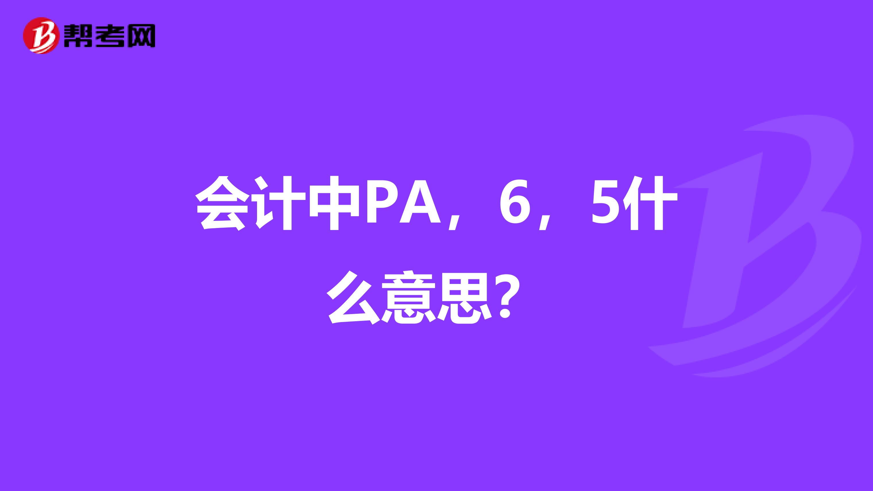 会计中PA,6,5什么意思?
