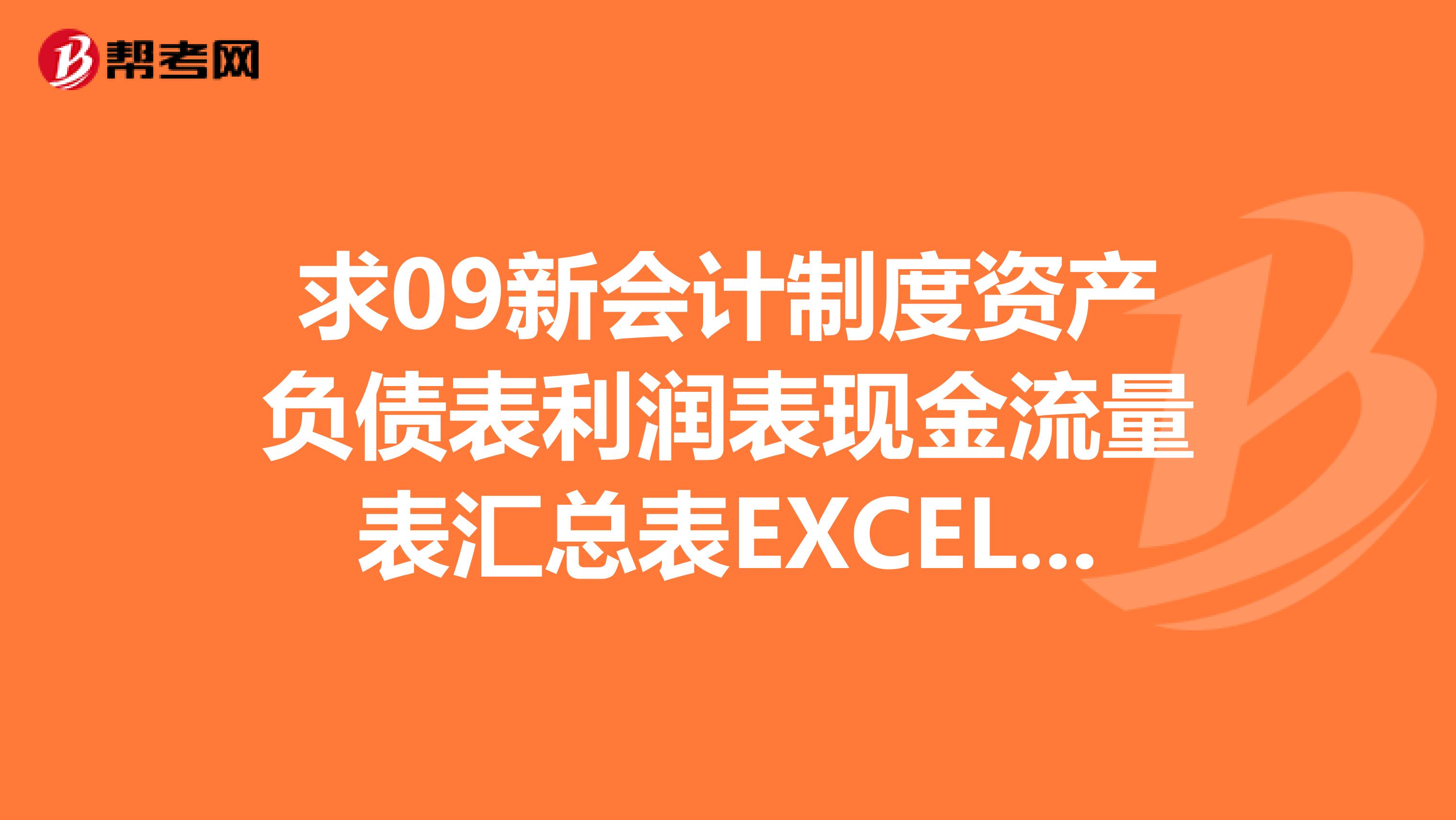 求09新会计制度资产负债表利润表现金流量表汇总表EXCEL格式带公式的