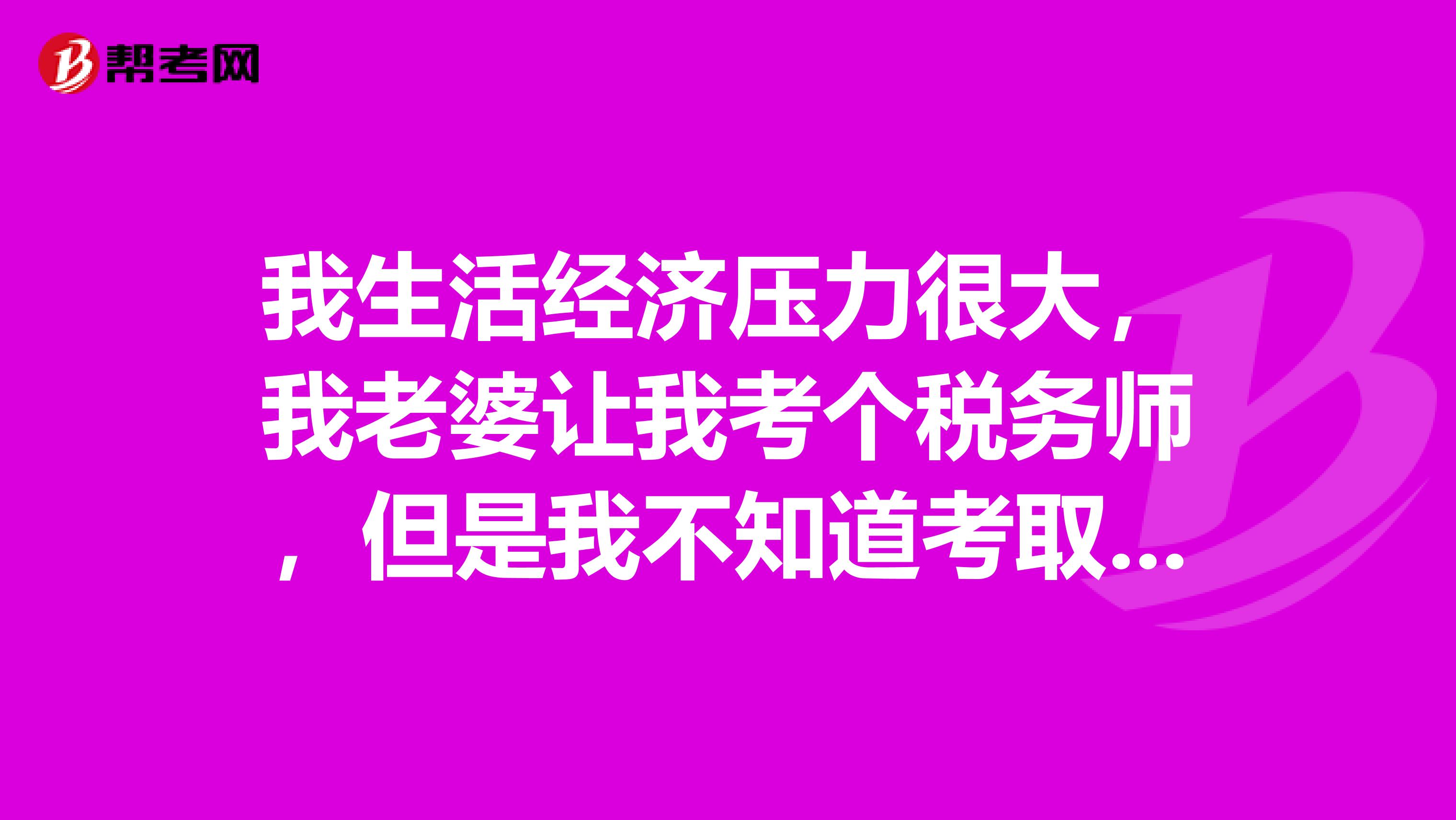 我生活经济压力很大，我老婆让我考个税务师，但是我不知道考取税务师资格有什么用