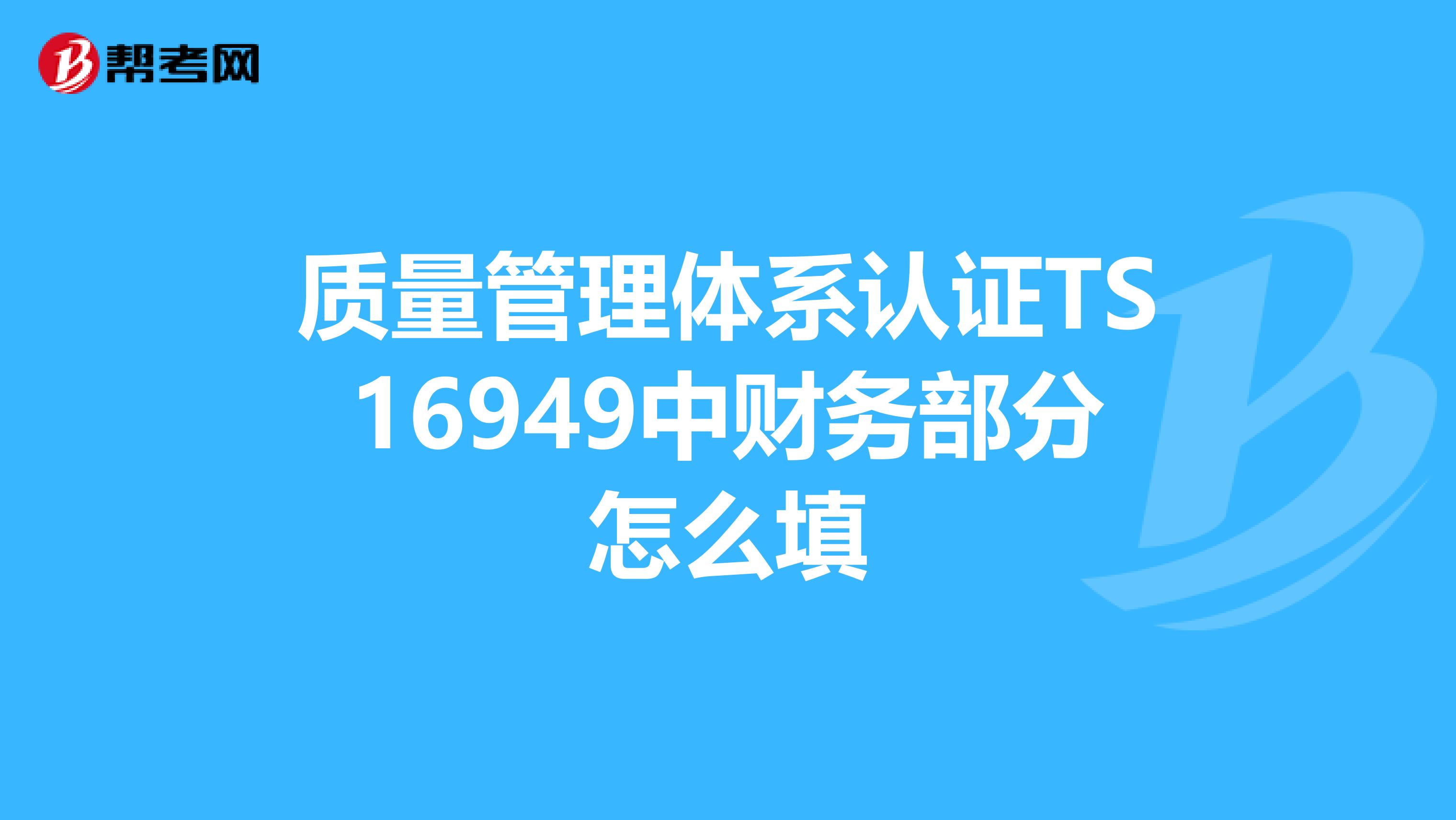 质量管理体系认证TS16949中财务部分怎么填