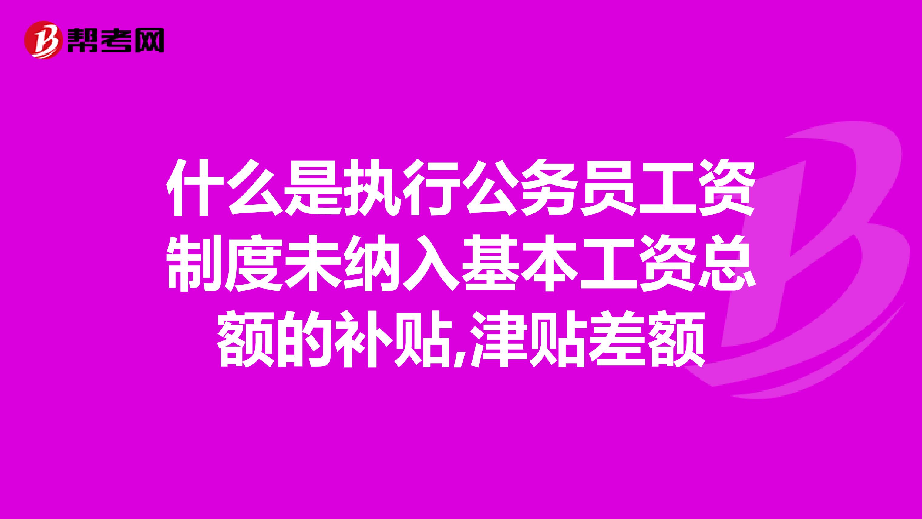 什么是执行公务员工资制度未纳入基本工资总额的补贴,津贴差额