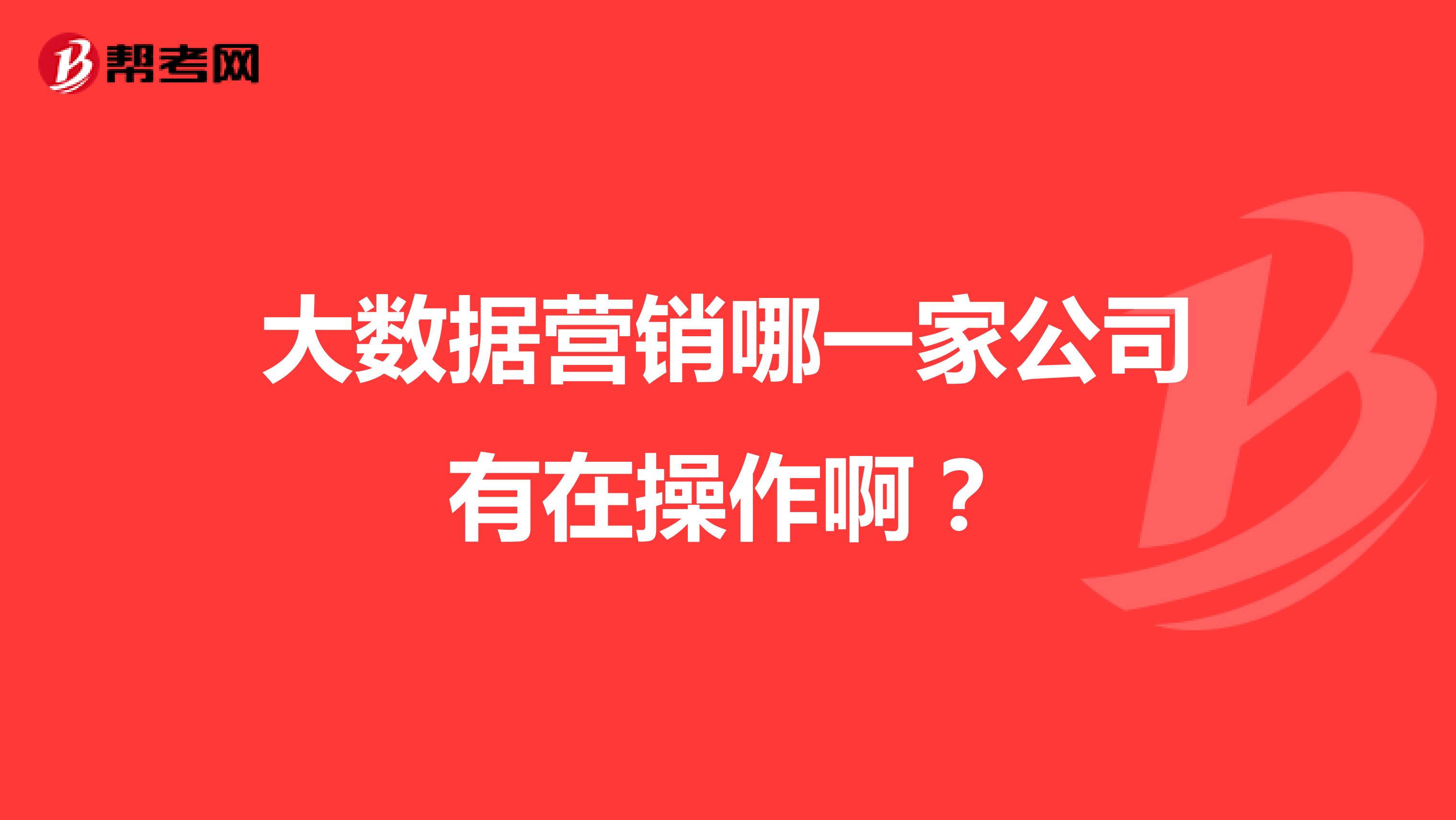 大数据营销哪一家公司有在操作啊？