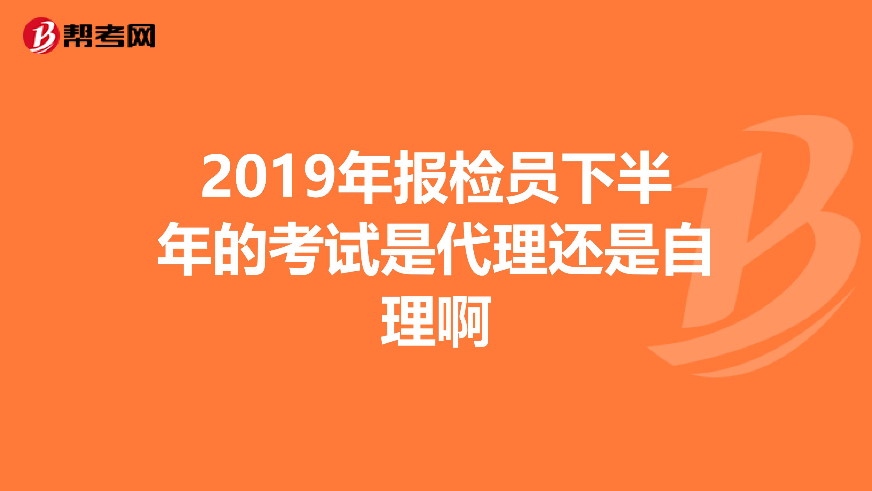 2019年报检员下半年的考试是代理还是自理啊