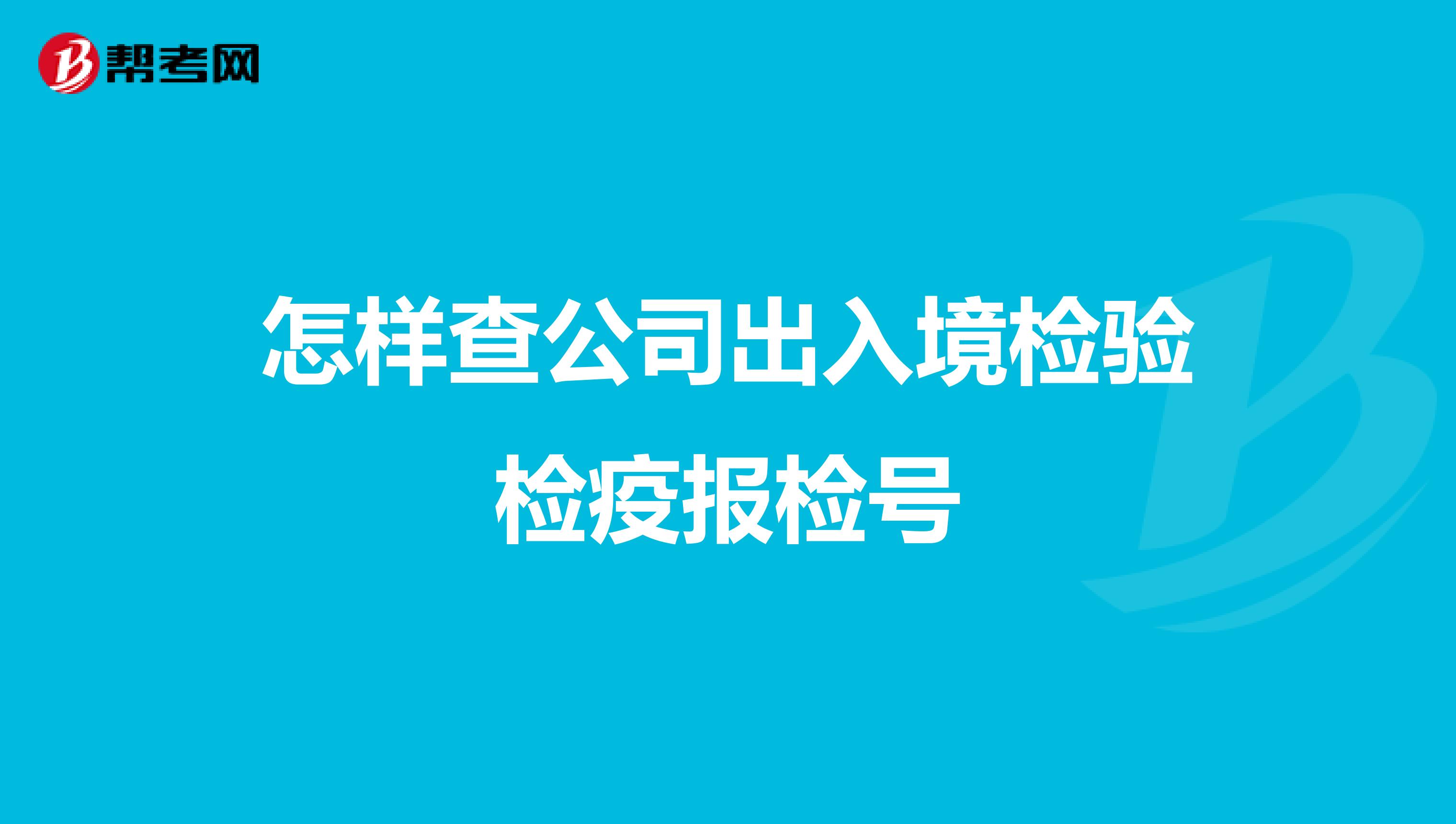 怎样查公司出入境检验检疫报检号