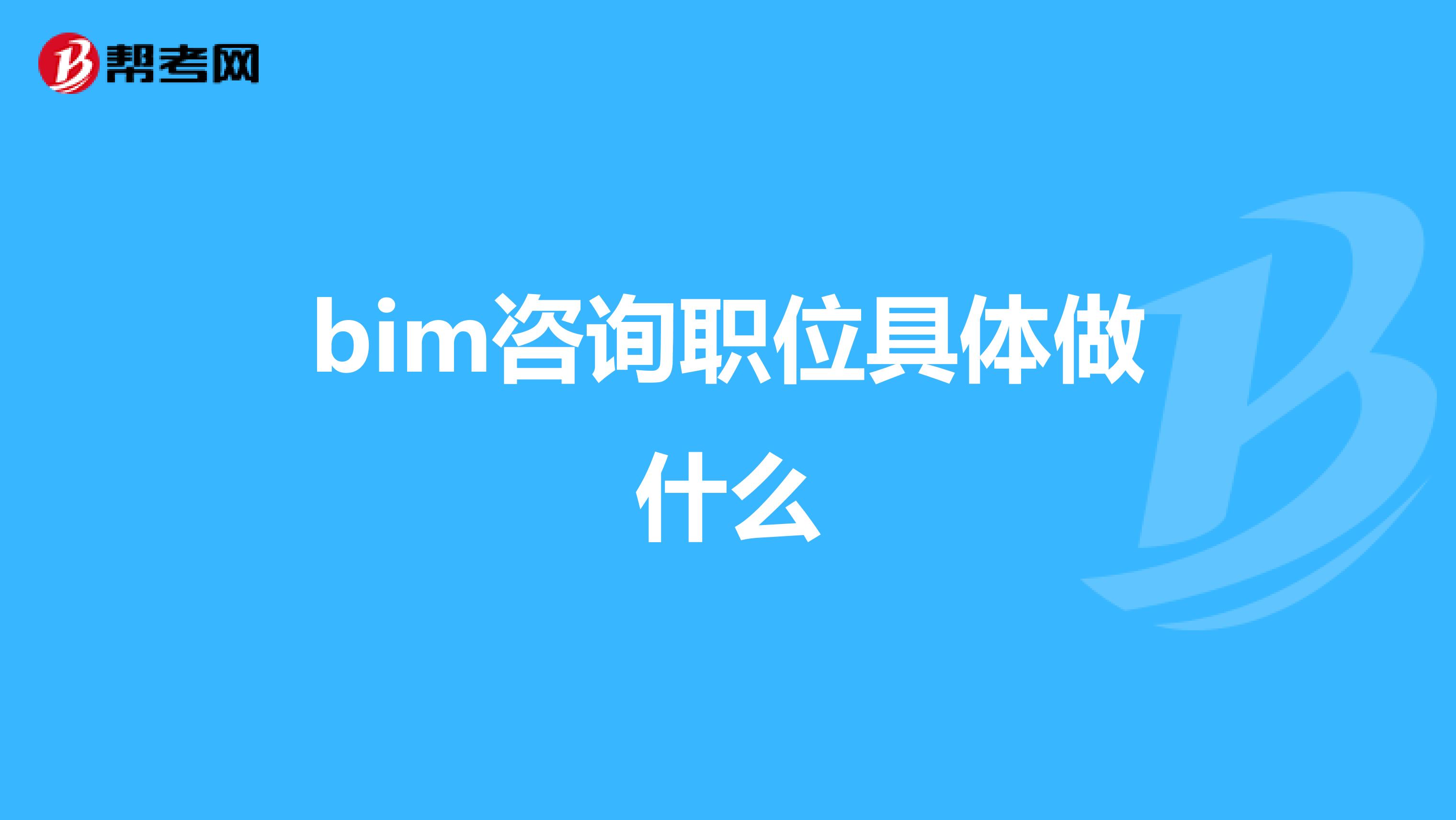 bim咨询职位具体做什么