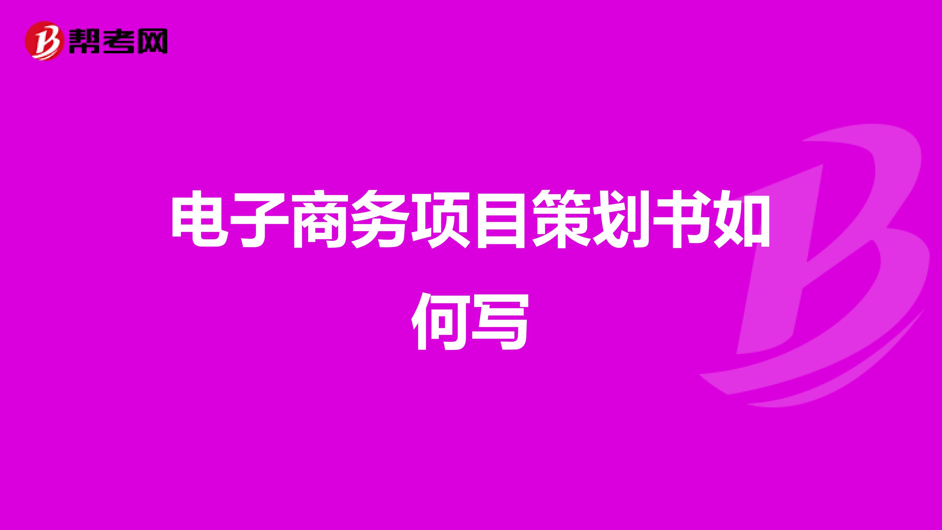 电子商务项目策划书如何写