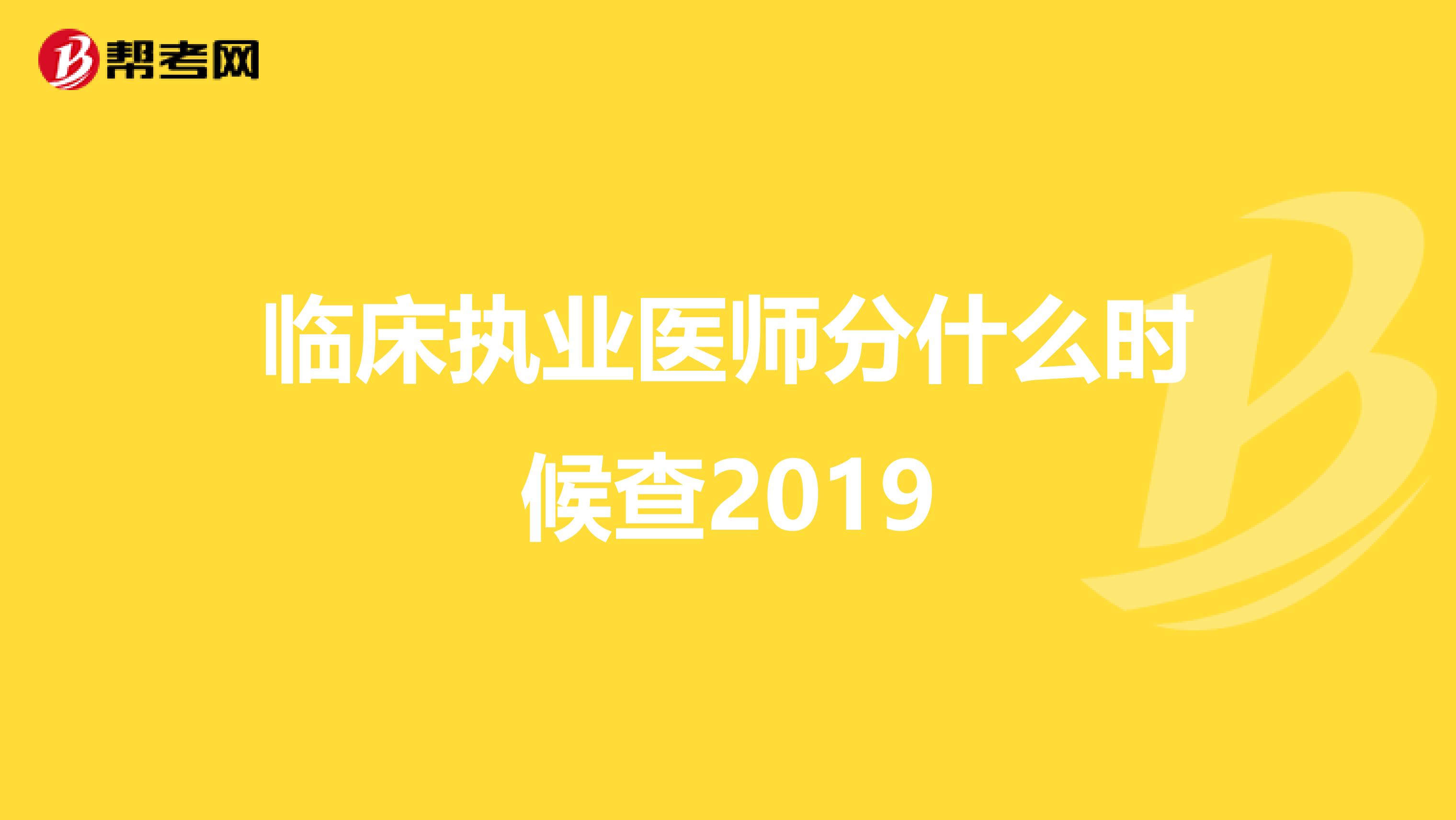 临床执业医师分什么时候查2019