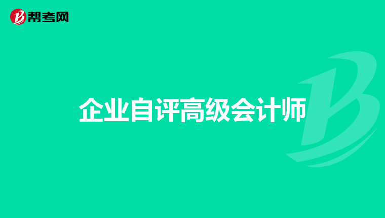 企业自评高级会计师