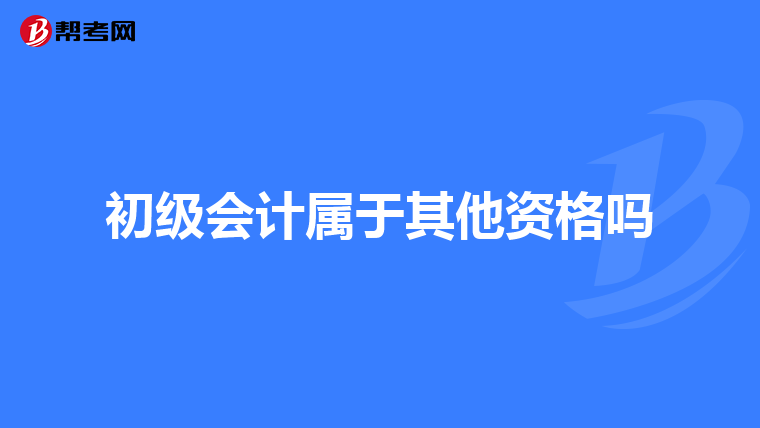 初级会计属于其他资格吗