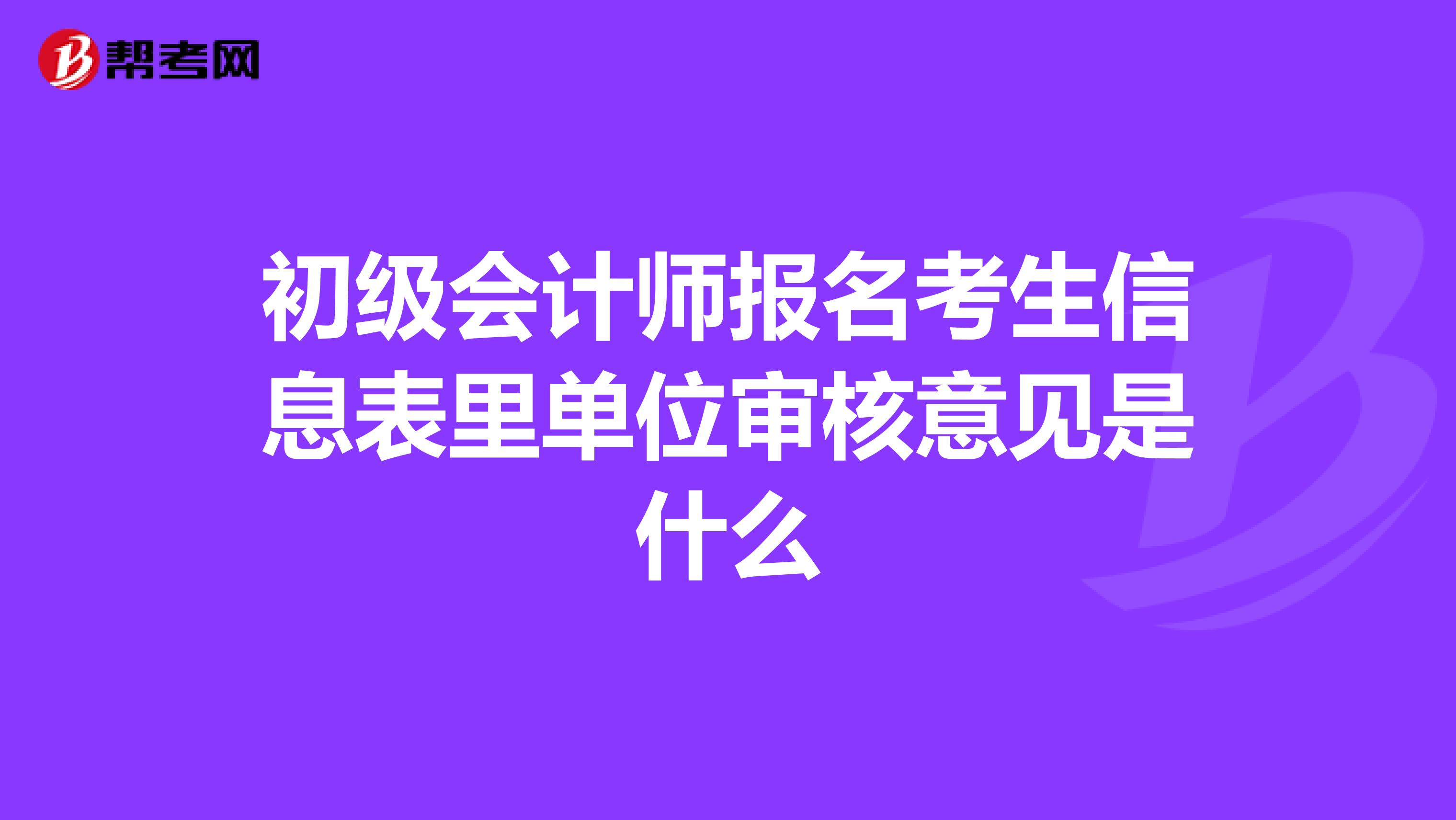 初级会计师报名考生信息表里单位审核意见是什么