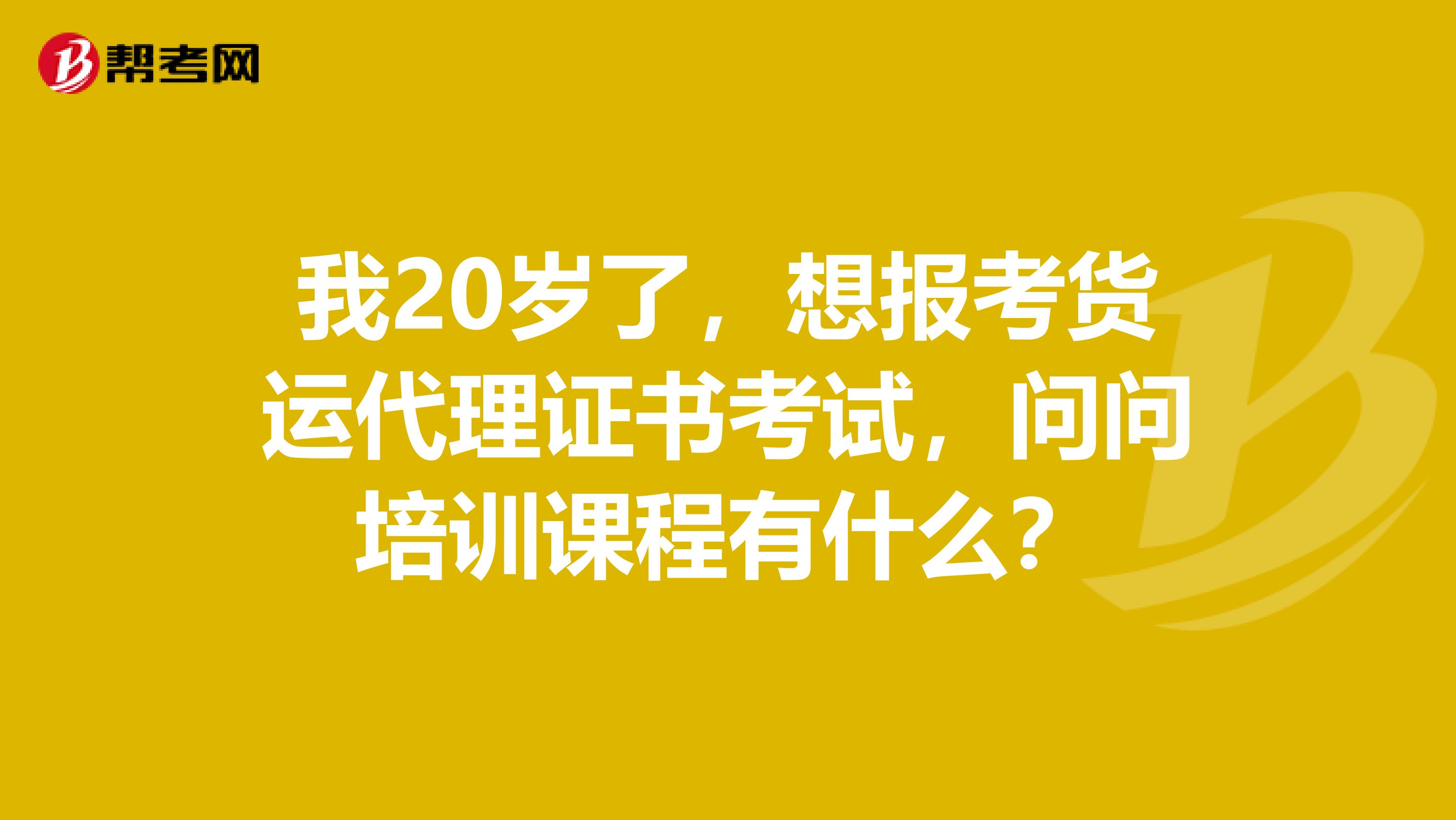 我20岁了，想报考货运代理证书考试，问问培训课程有什么？