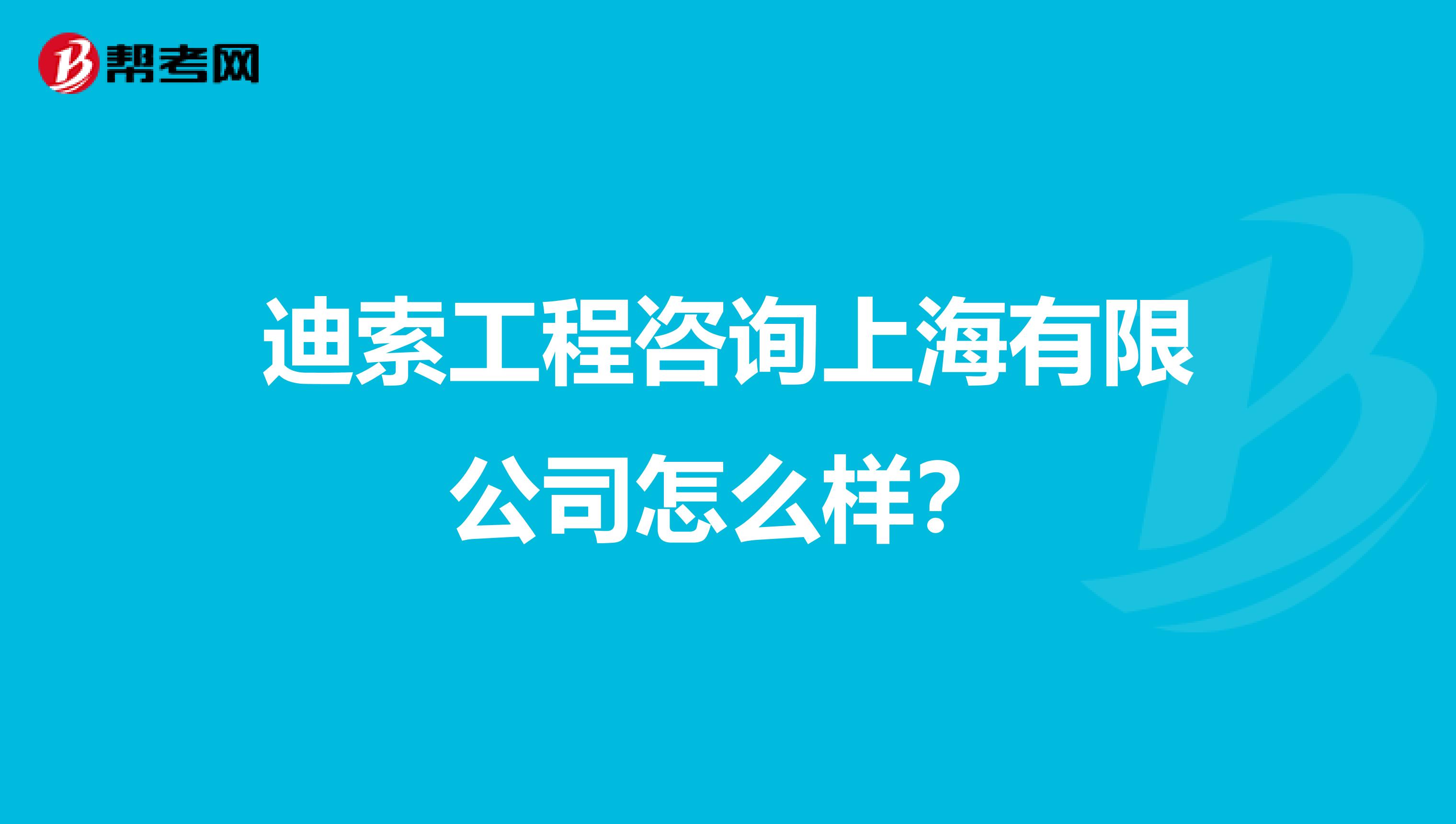 迪索工程咨询上海有限公司怎么样？