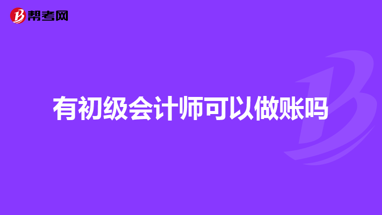 有初級會(huì)計(jì)師可以做賬嗎