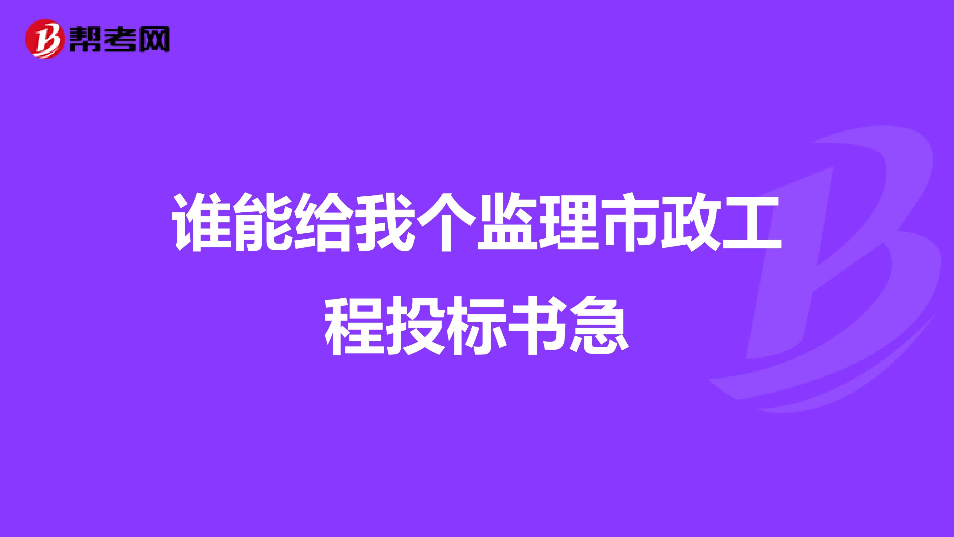 谁能给我个监理市政工程投标书急