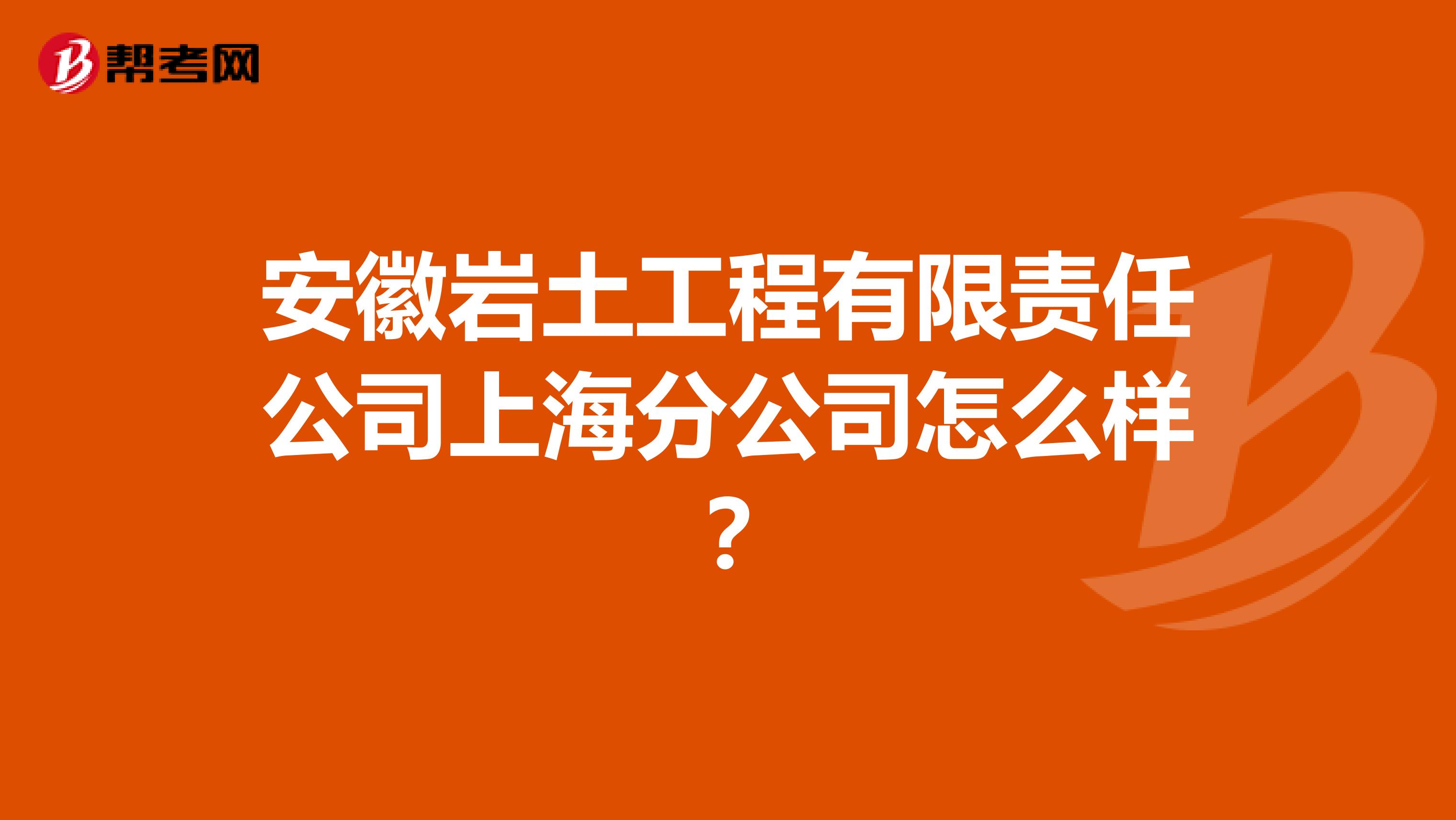 安徽岩土工程有限责任公司上海分公司怎么样？