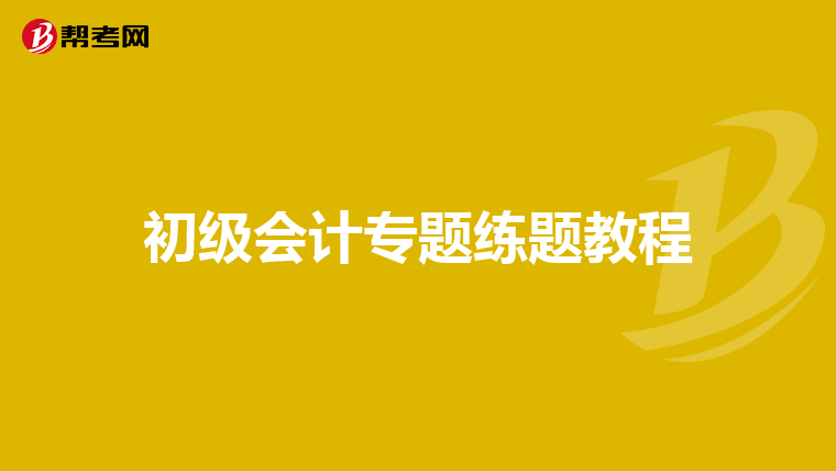初级会计专题练题教程