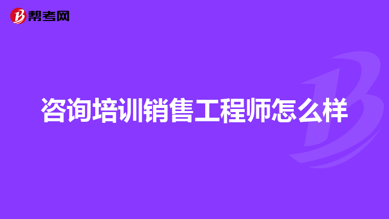 咨询培训销售工程师怎么样