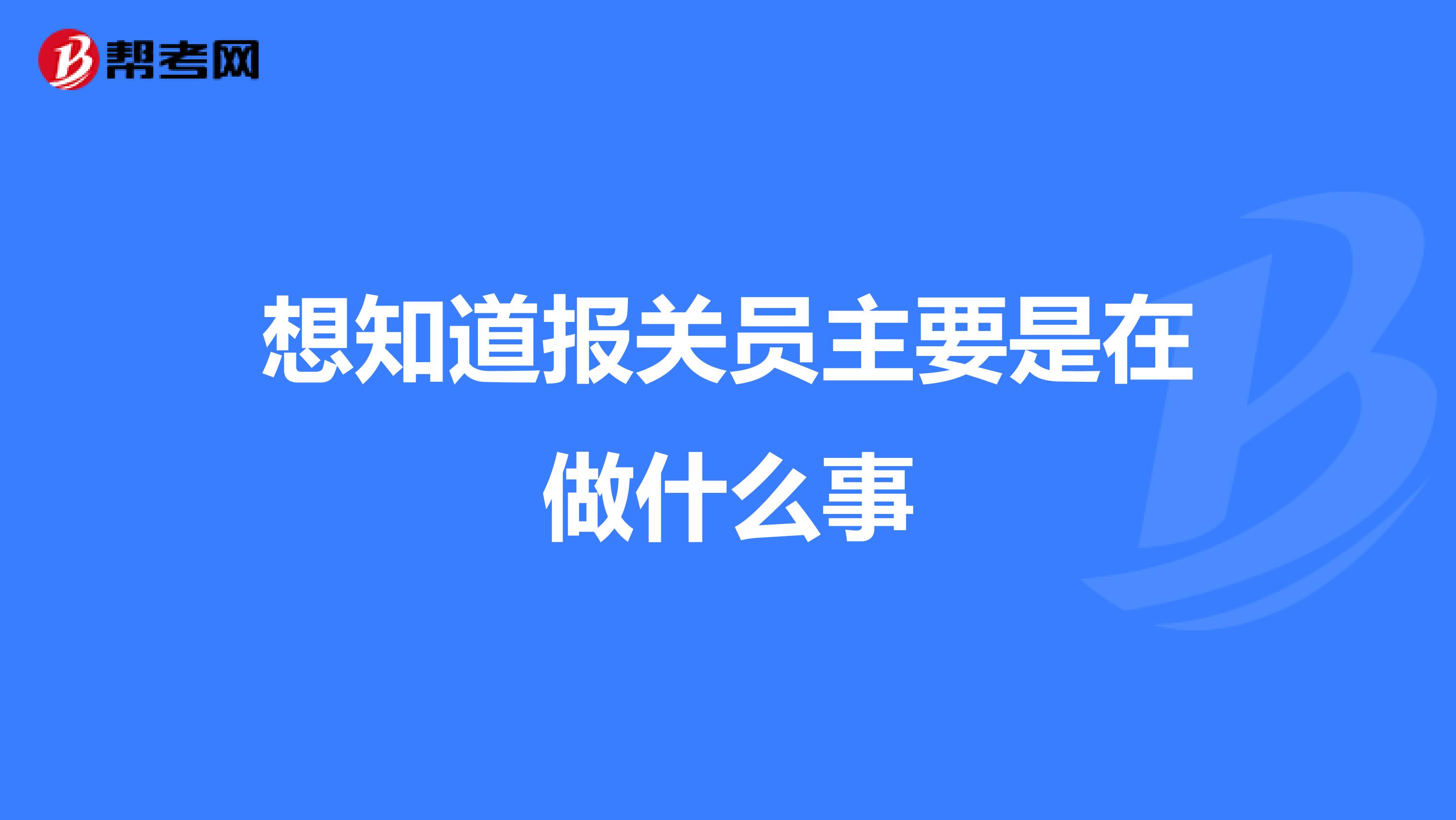 想知道报关员主要是在做什么事