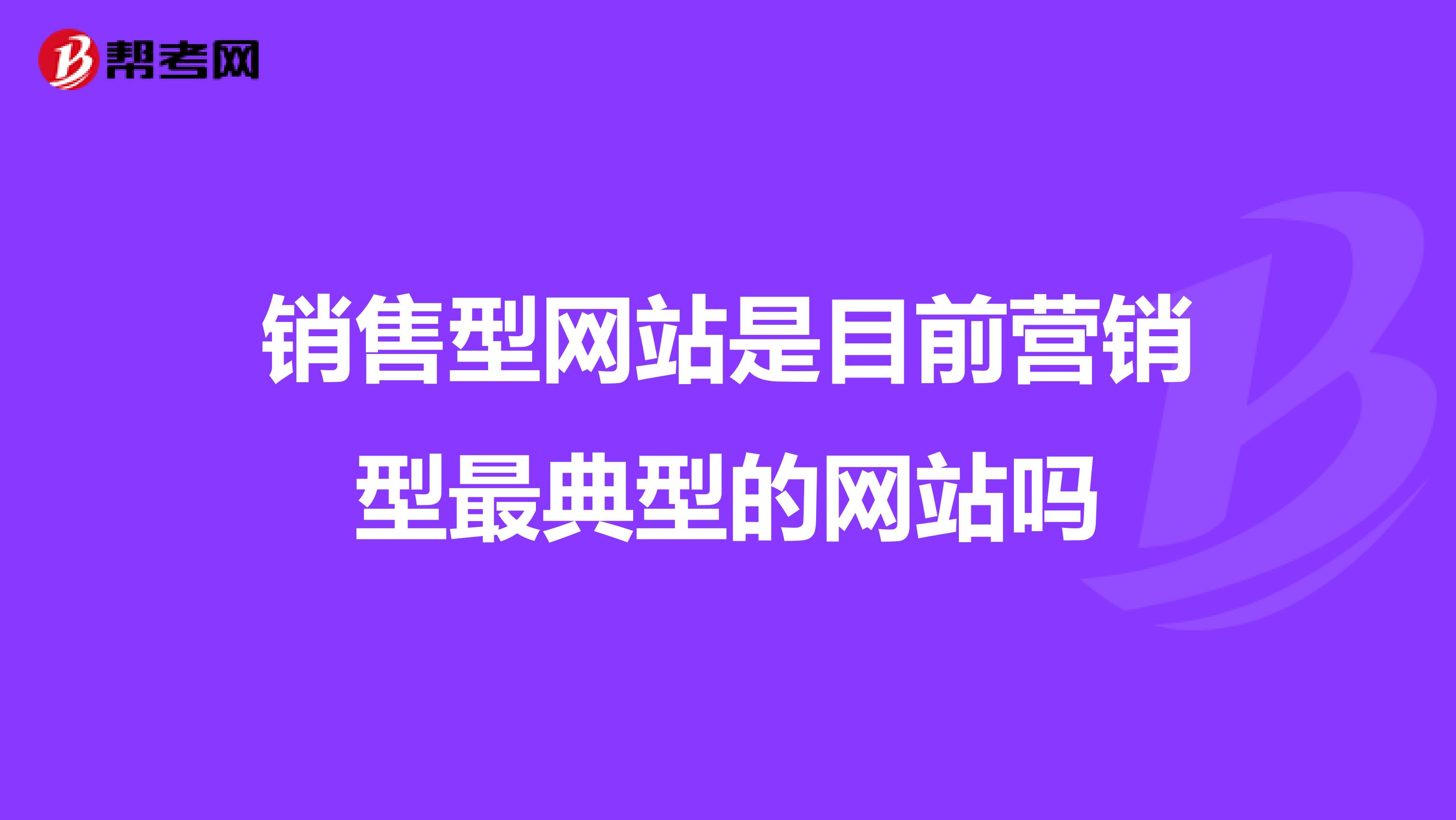 销售型网站是目前营销型最典型的网站吗