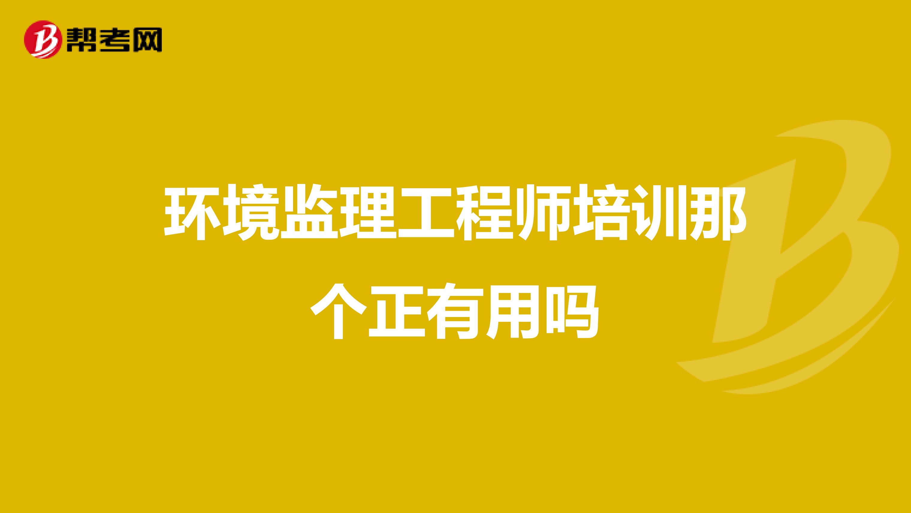 环境监理工程师培训那个正有用吗