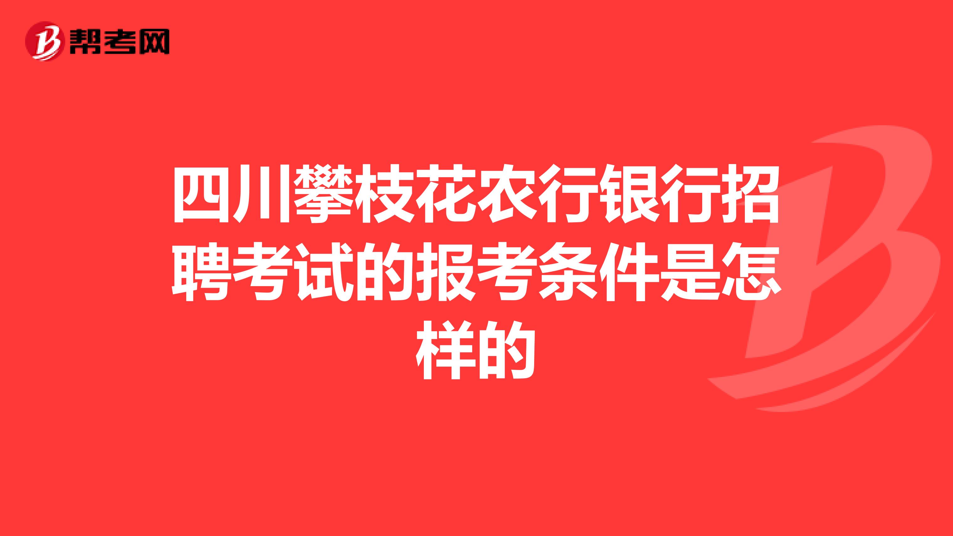 四川攀枝花农行银行招聘考试的报考条件是怎样的