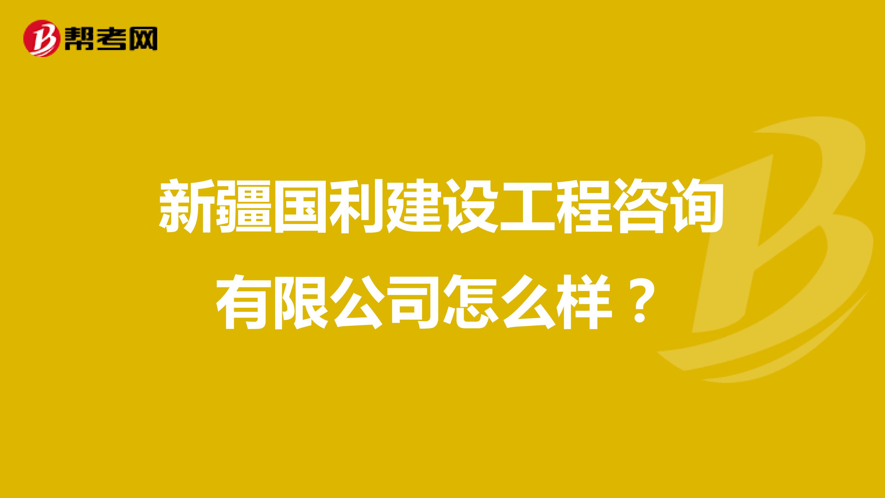 新疆国利建设工程咨询有限公司怎么样？