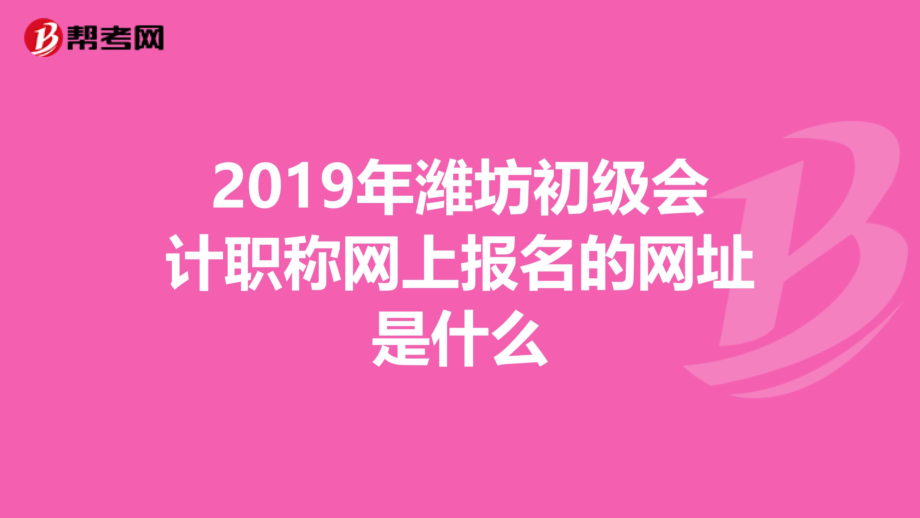2019年潍坊初级会计职称网上报名的网址是什么
