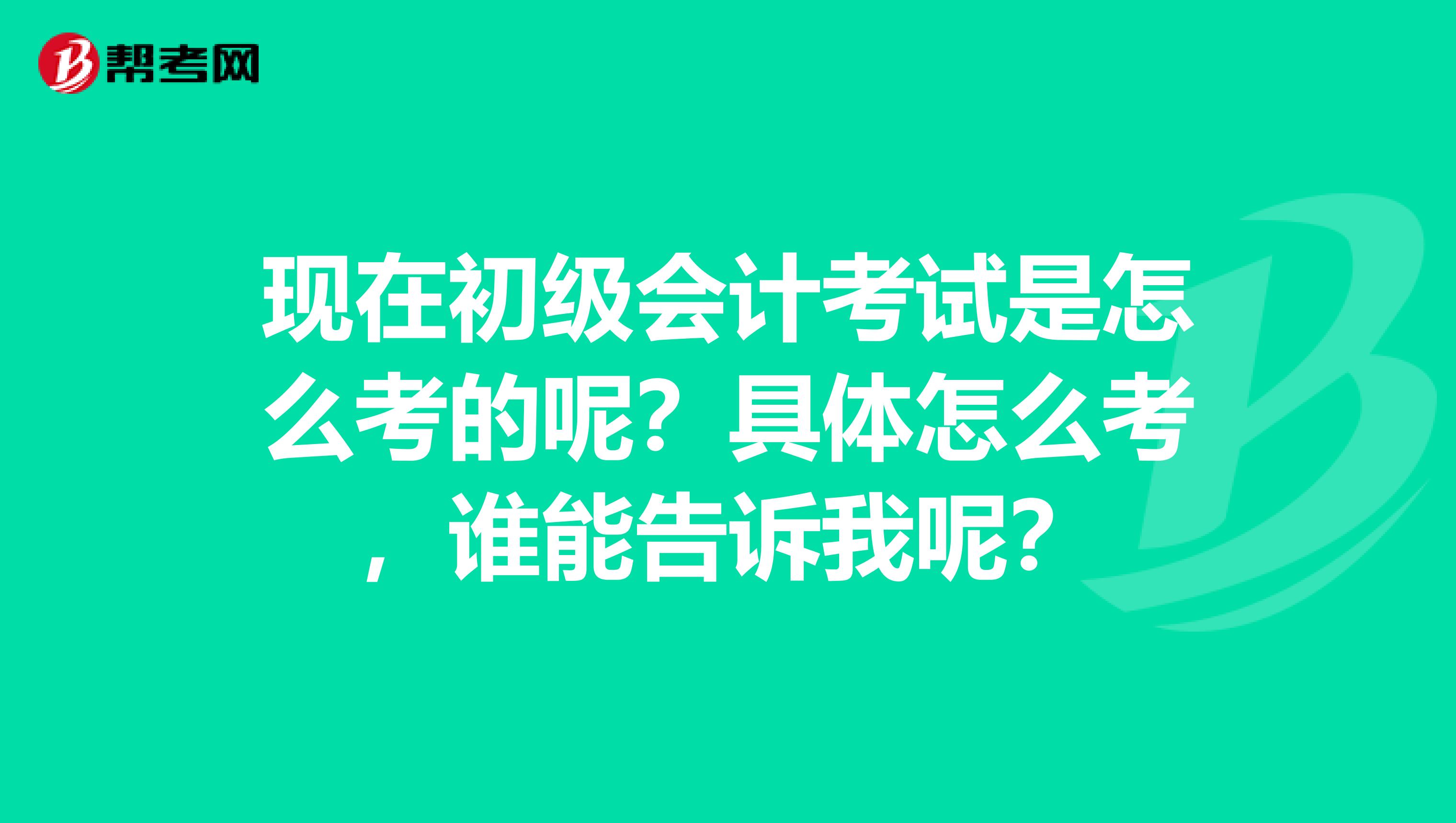 现在初级会计考试是怎么考的呢？具体怎么考，谁能告诉我呢？