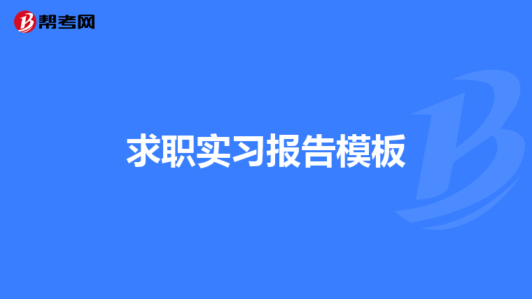 求职实习报告模板