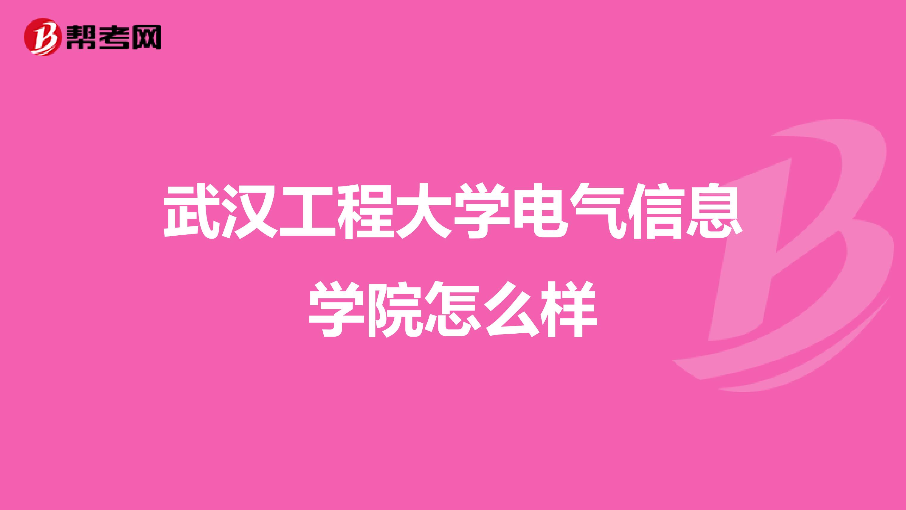 武汉工程大学电气信息学院怎么样