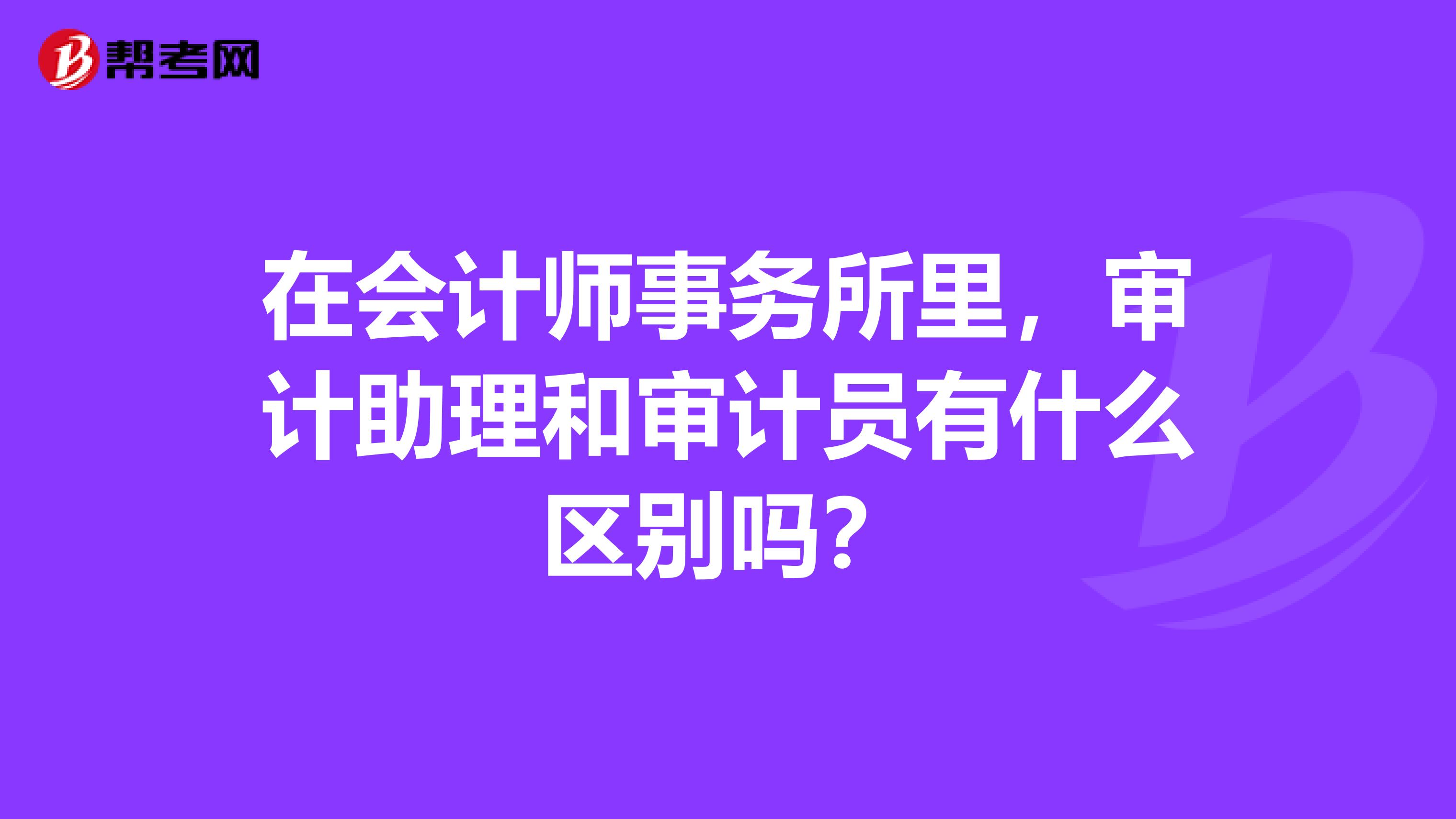 在会计师事务所里，审计助理和审计员有什么区别吗？