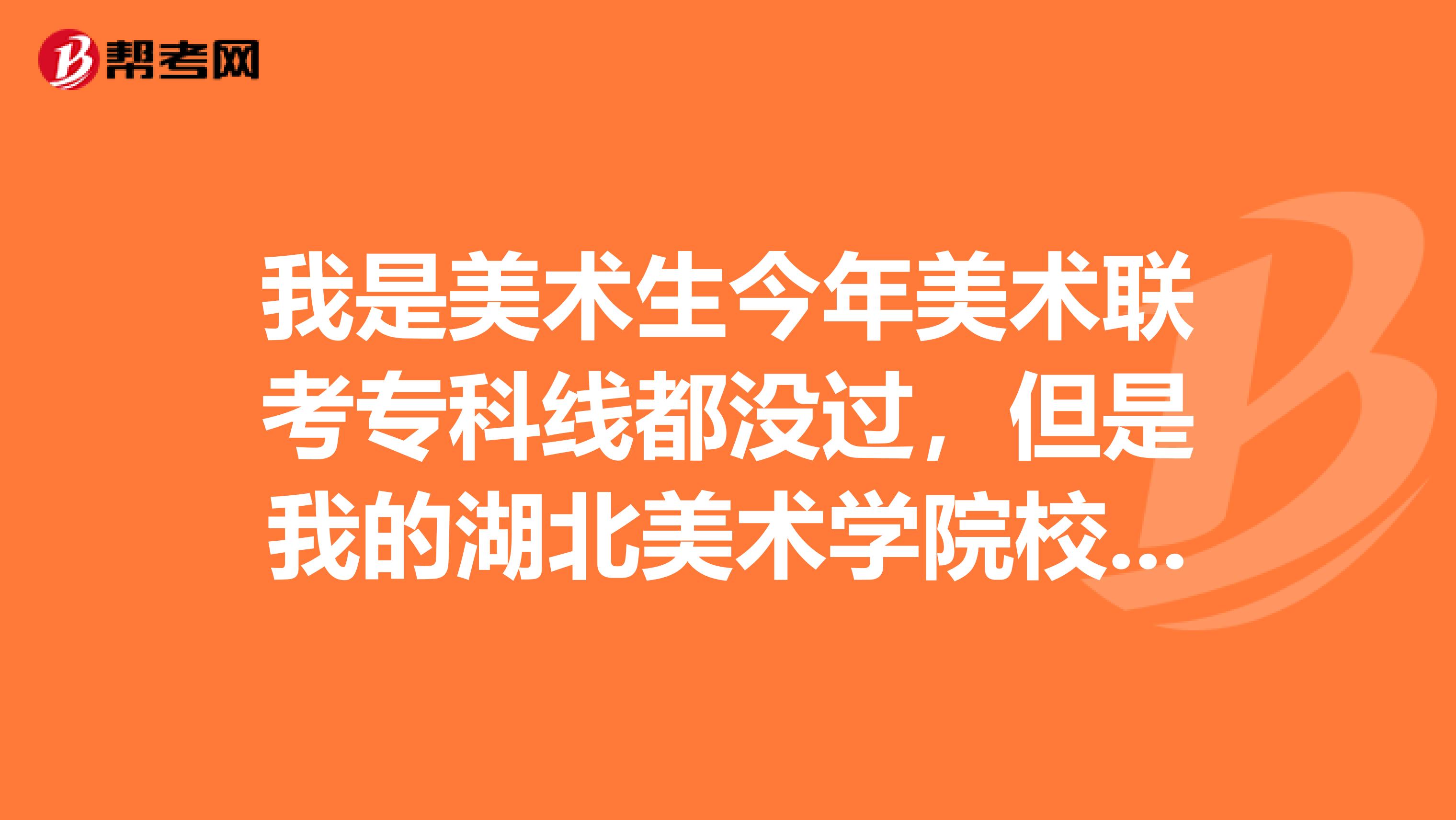 我是美术生今年美术联考专科线都没过，但是我的湖北美术学院校考过了。我不知道怎样填志愿，紧急需要帮助啊