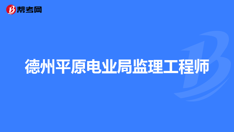 德州平原电业局监理工程师