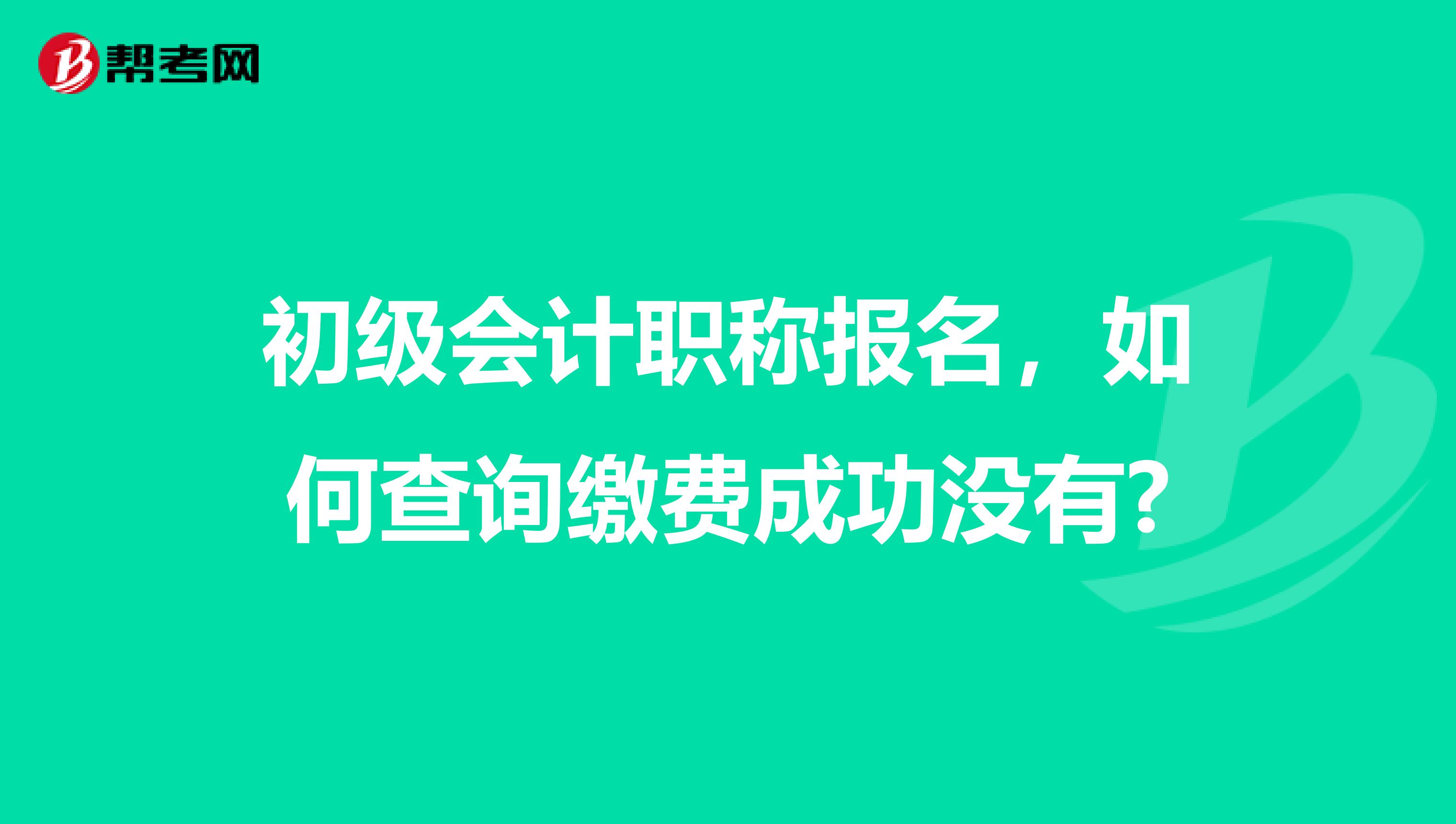 初级会计职称报名，如何查询缴费成功没有?