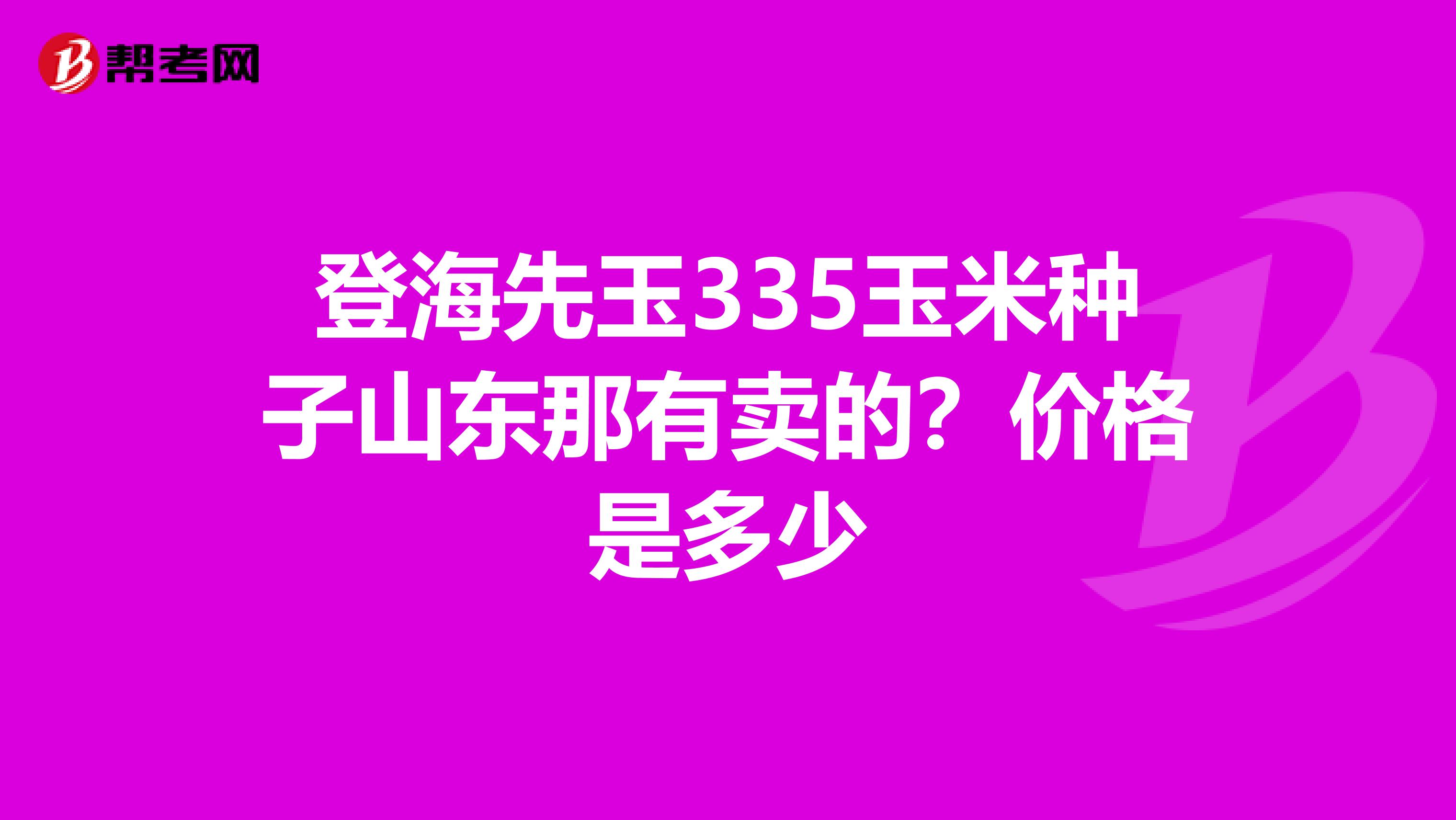 登海先玉335玉米种子山东那有卖的?价格是多少